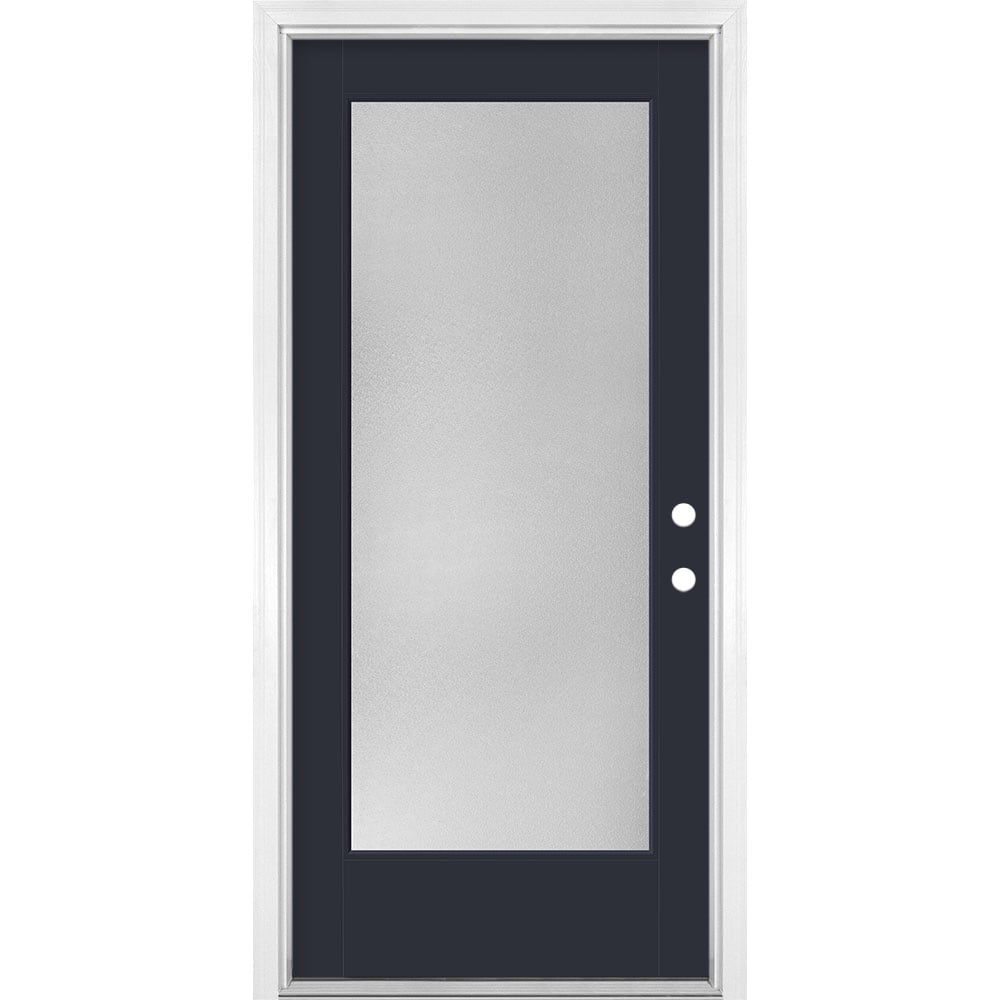 Masonite 1524001 VistaGrande Pear 36-in x 80-in x 4-9/16-in Fiberglass Full lite Left-hand inswing Eclipse Painted Prehung Front Door with Brickmould Insulating core