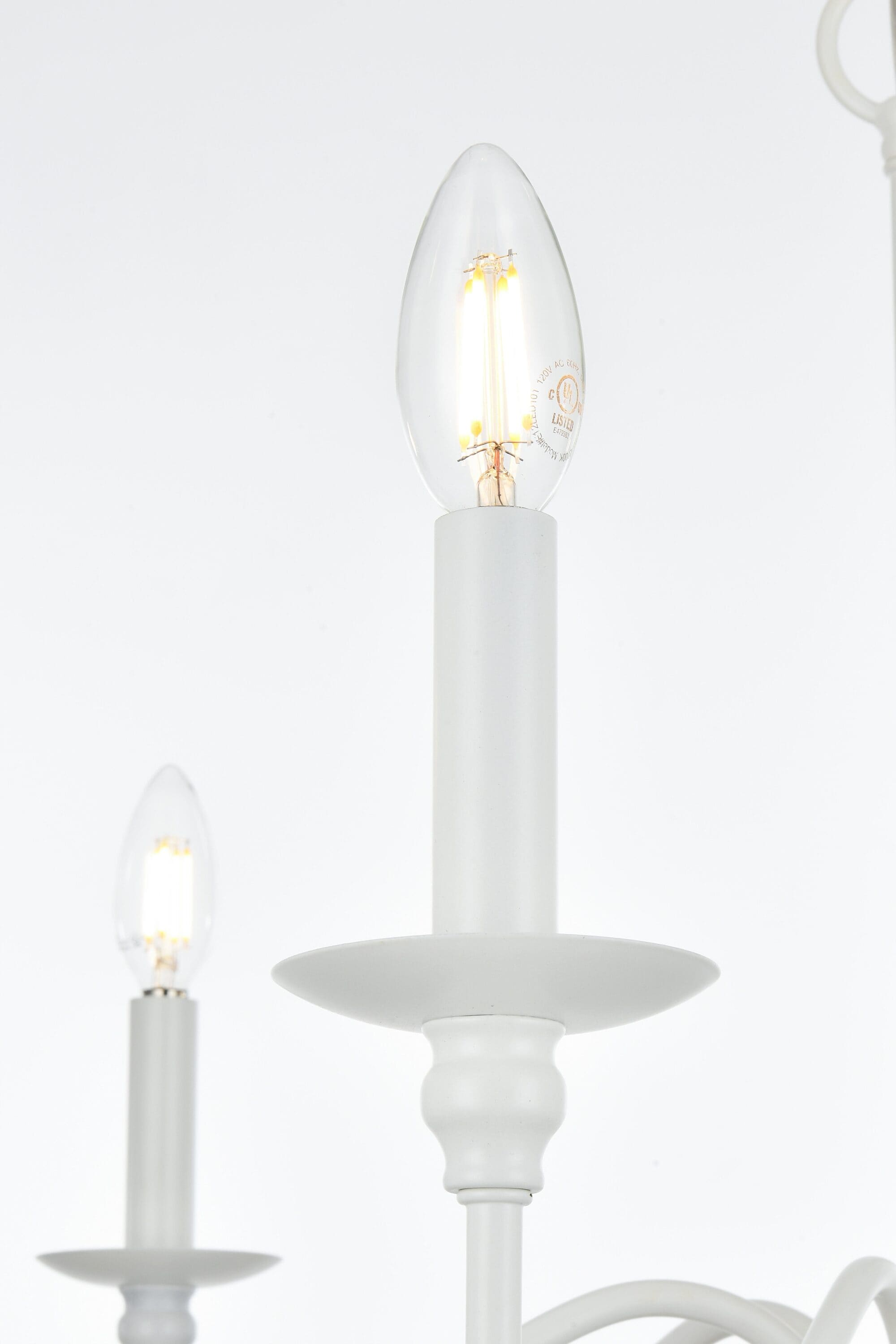 White 42" 8-Light Metal Chandelier with Adjustable Chain