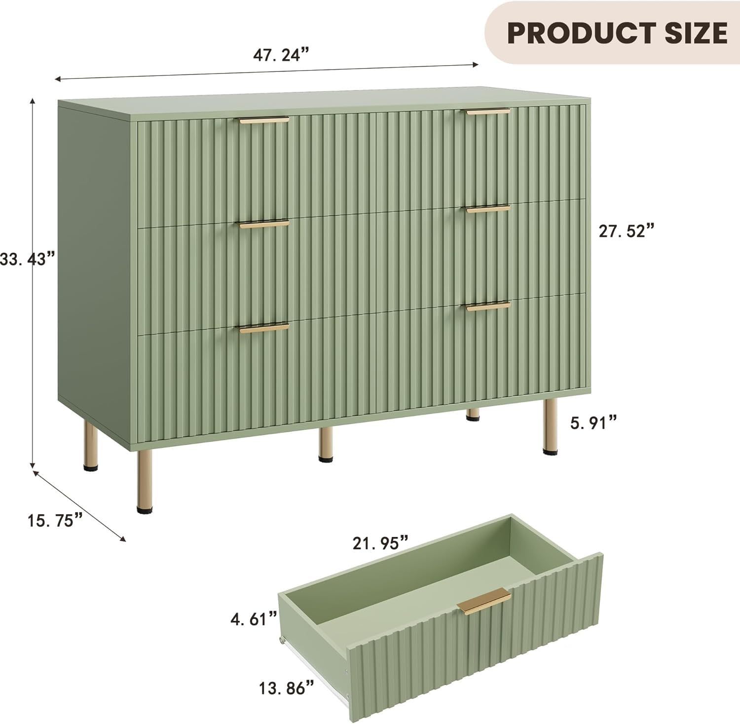 chinese dress ladies Green Large 6 Drawers Chest of Drawer Dressers Table Sliding Green Gray Drawer 5 Drawers & Above Bedroom Extra Deep Drawers 6 Corner White Particle main image 1