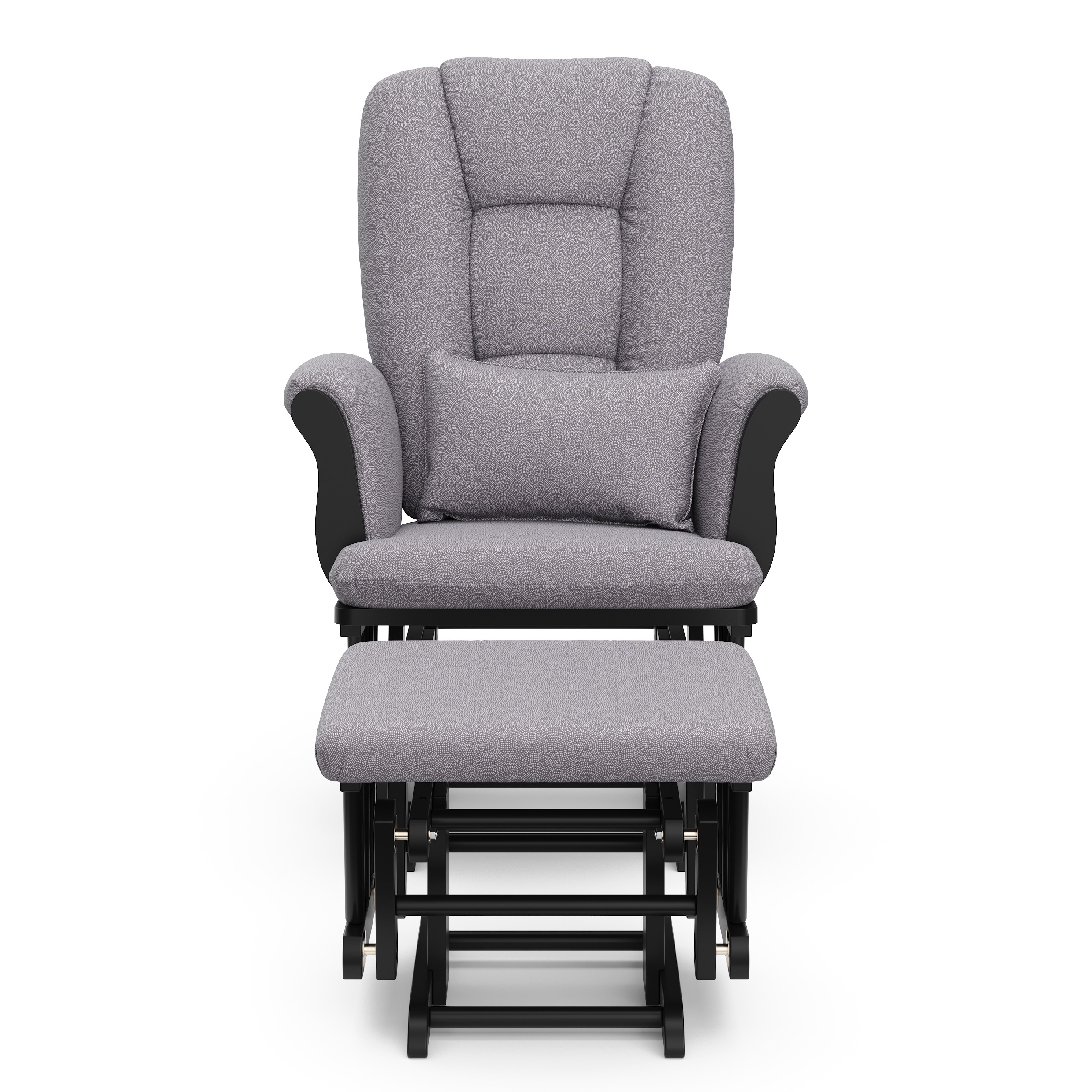 Black and Slate Gray Wood Nursery Glider with Ottoman