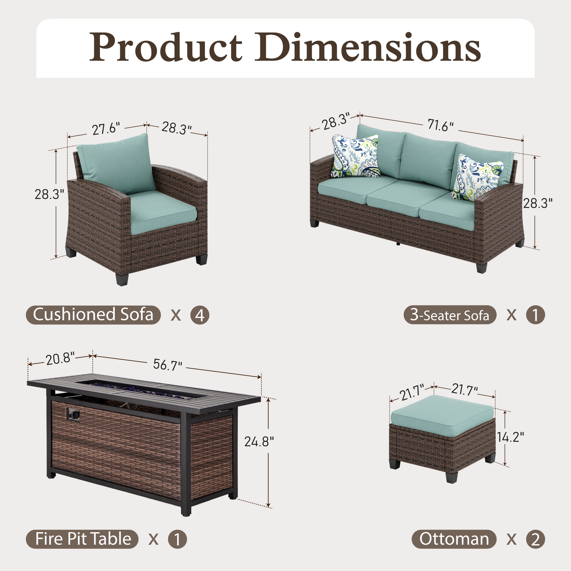 Sunshine Valley CR007-07-9-BU-GS103 Patio-Conversation-Sets - View #8