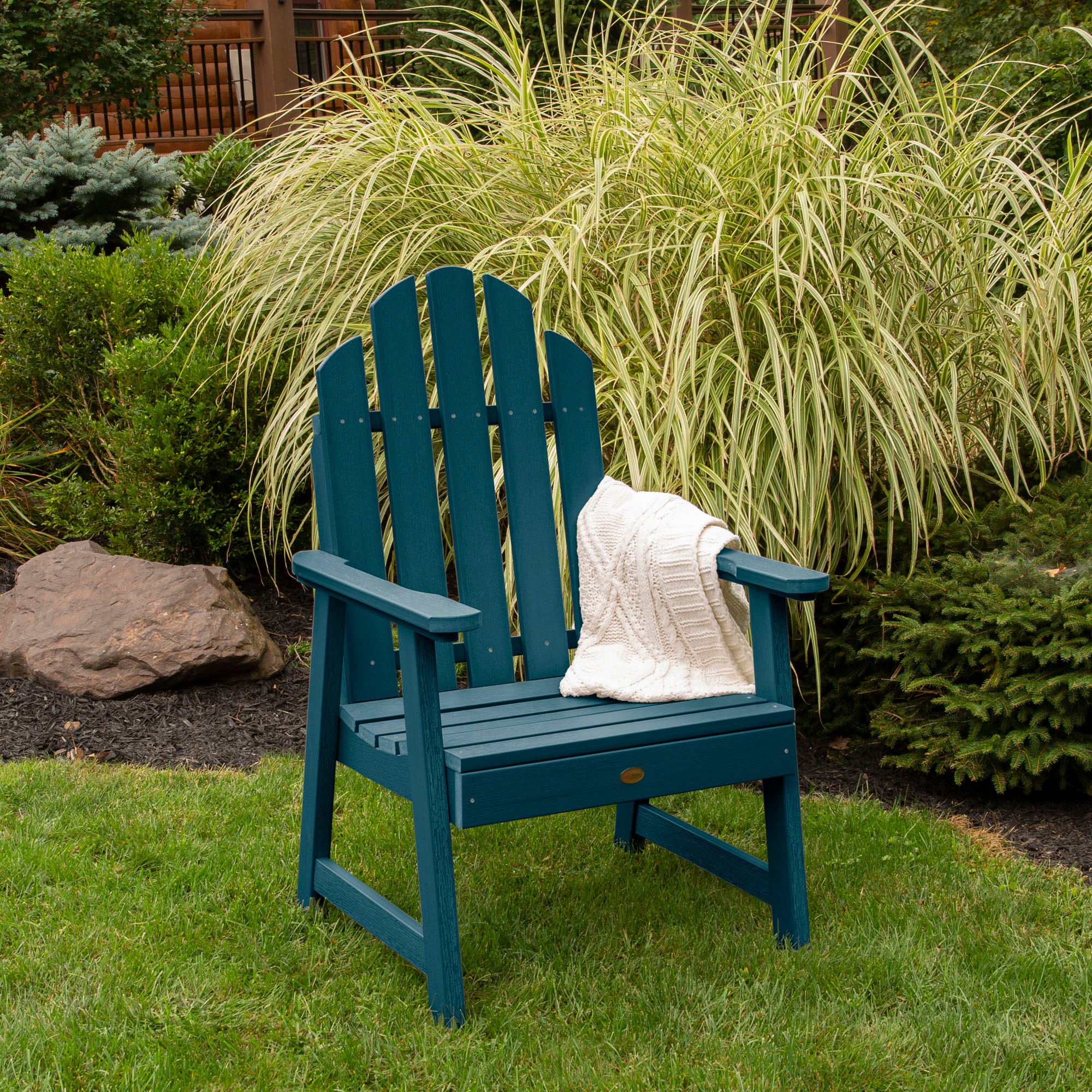 highwood AD-CHGC1-NBE Westport Nantucket Blue Poly-lumber Frame Stationary Conversation Chair with Slat Seat