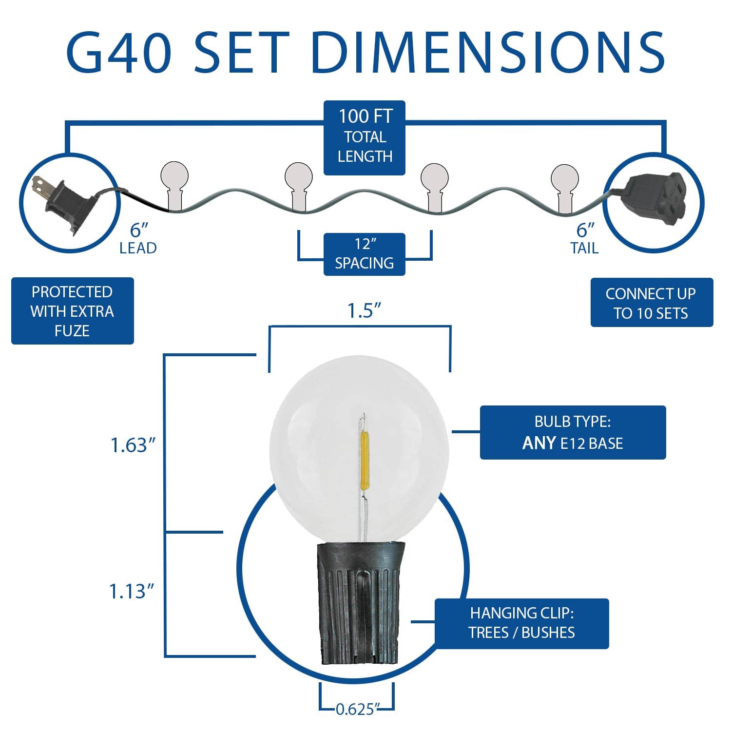 Novelty Lights LED-G40-67-BW-FBWW Patio-String-Lights - View #2