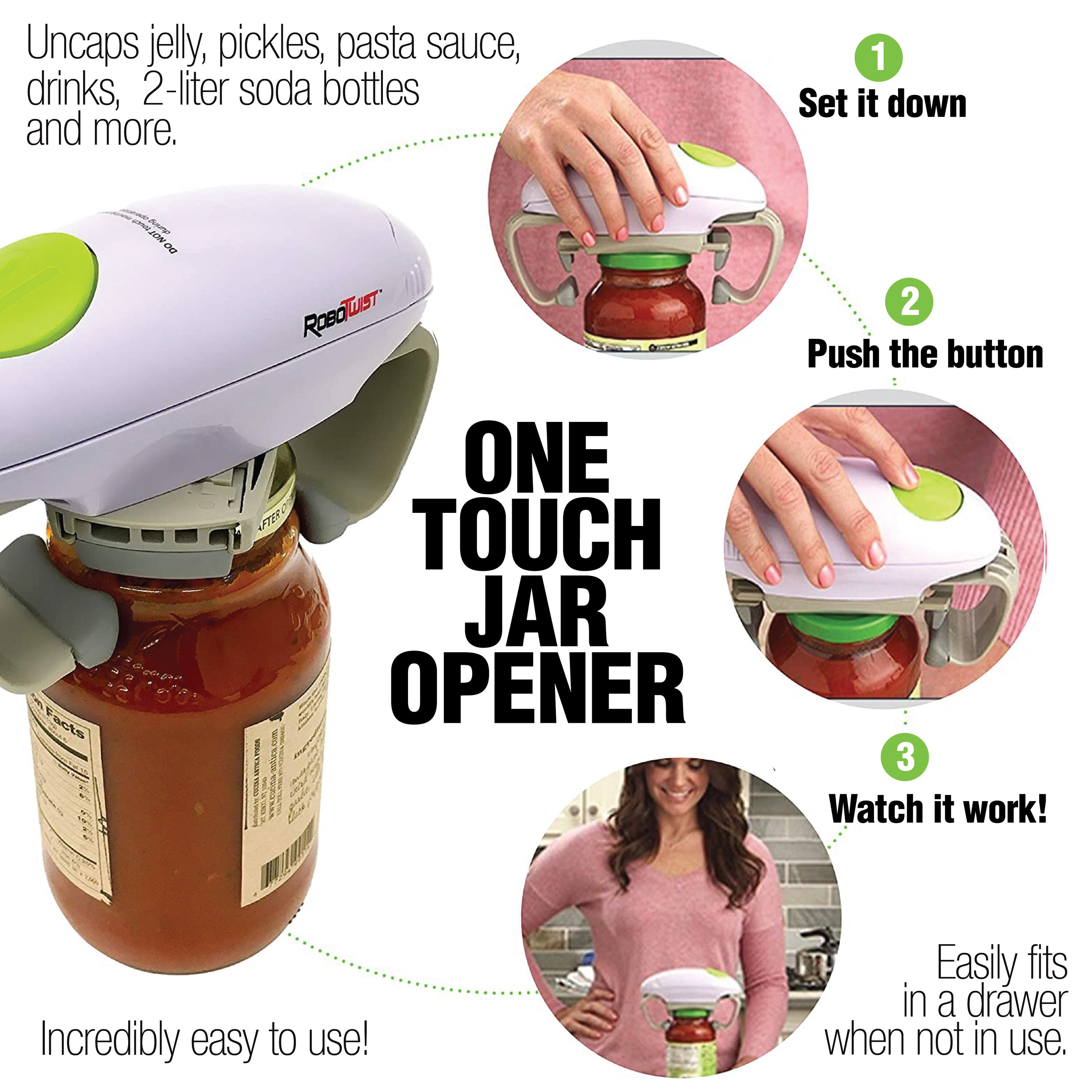 As Seen on TV White Plastic Kitchen Tool Set - Hands Free Jar Opener - Easy  Storage - Press Button for Effortless Opening - 1 Piece in the Kitchen Tools  department at