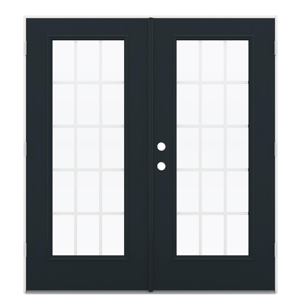 JELD-WEN LOWOLJW184100203 72-in x 80-in Tempered Grilles Between The Glass Eclipse Fiberglass Left-Hand Outswing French Patio Door