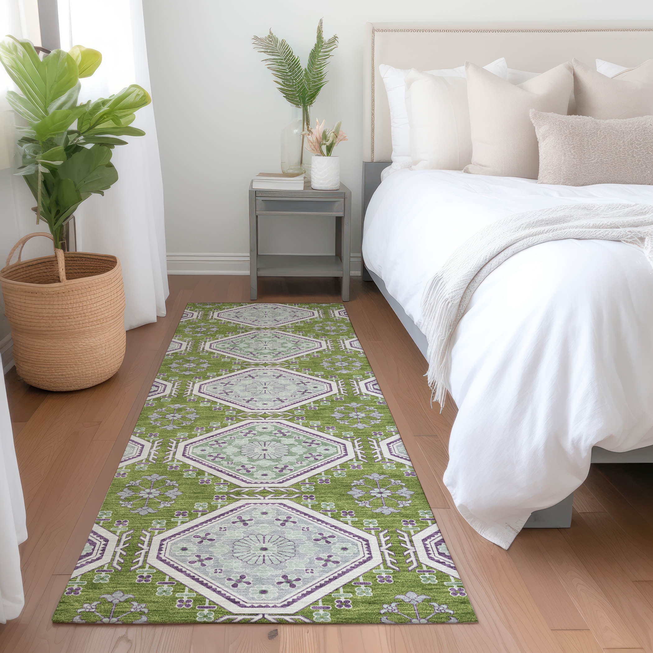 Addison Rugs ACN1446LM2X8 Chantille ACN1446LM 2 x 7 (ft) Polyester Lime Rectangular Indoor/Outdoor Geometric Machine washable Runner rug
