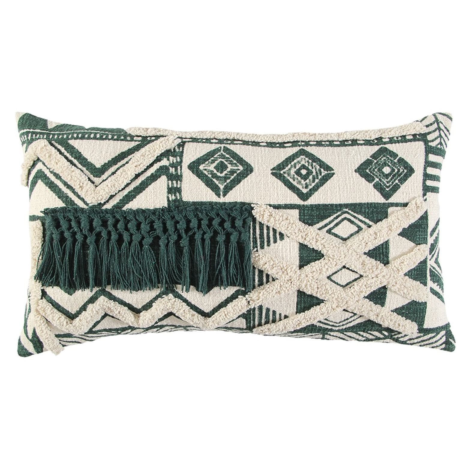 HomeRoots 4000403451 14-in x 26-in Green, Ivory Rectangular Indoor Decorative Pillow