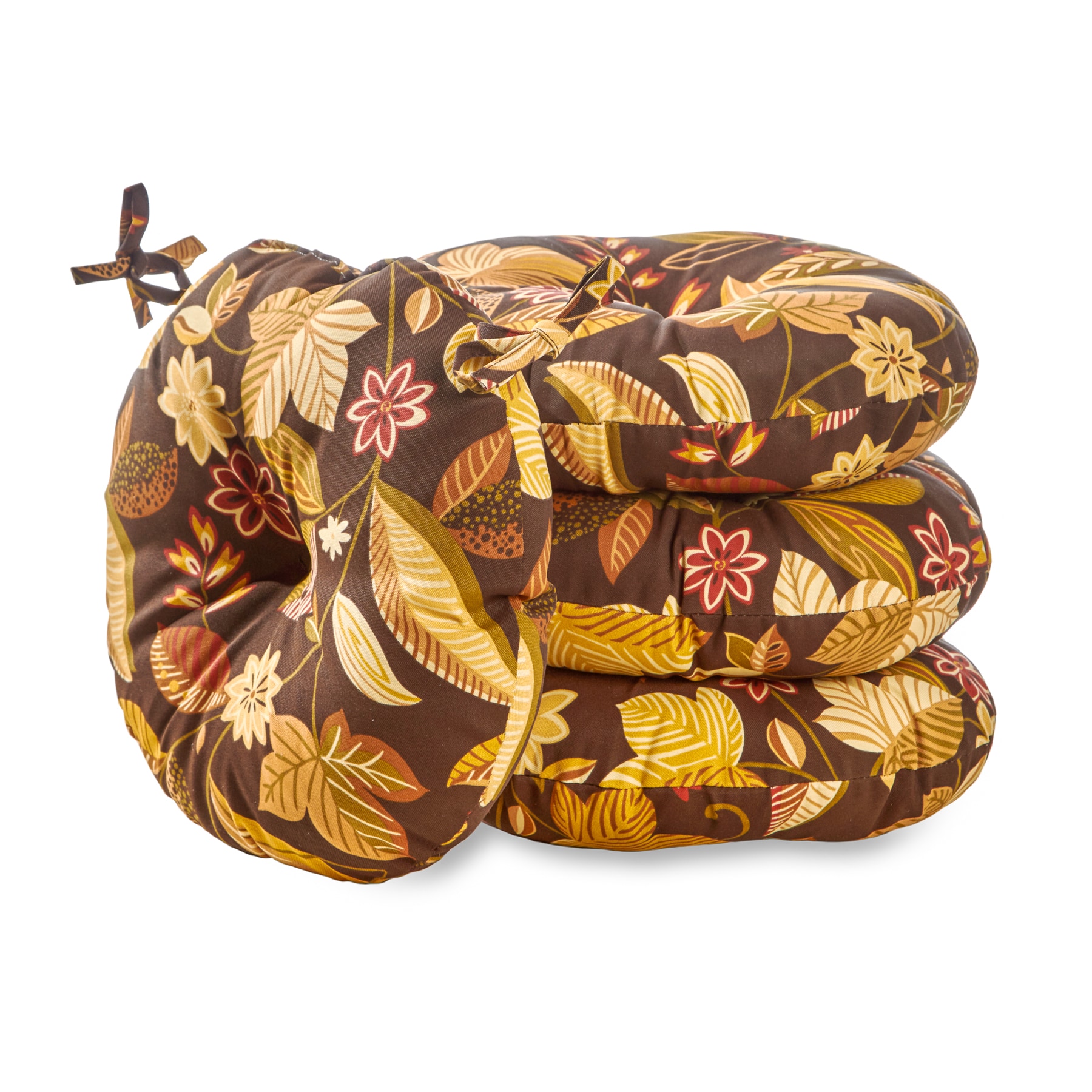 Greendale Home Fashions OC6816S4-SKYRUSSET 15-in x 15-in 4 -Piece Timberland Floral Patio chair cushion