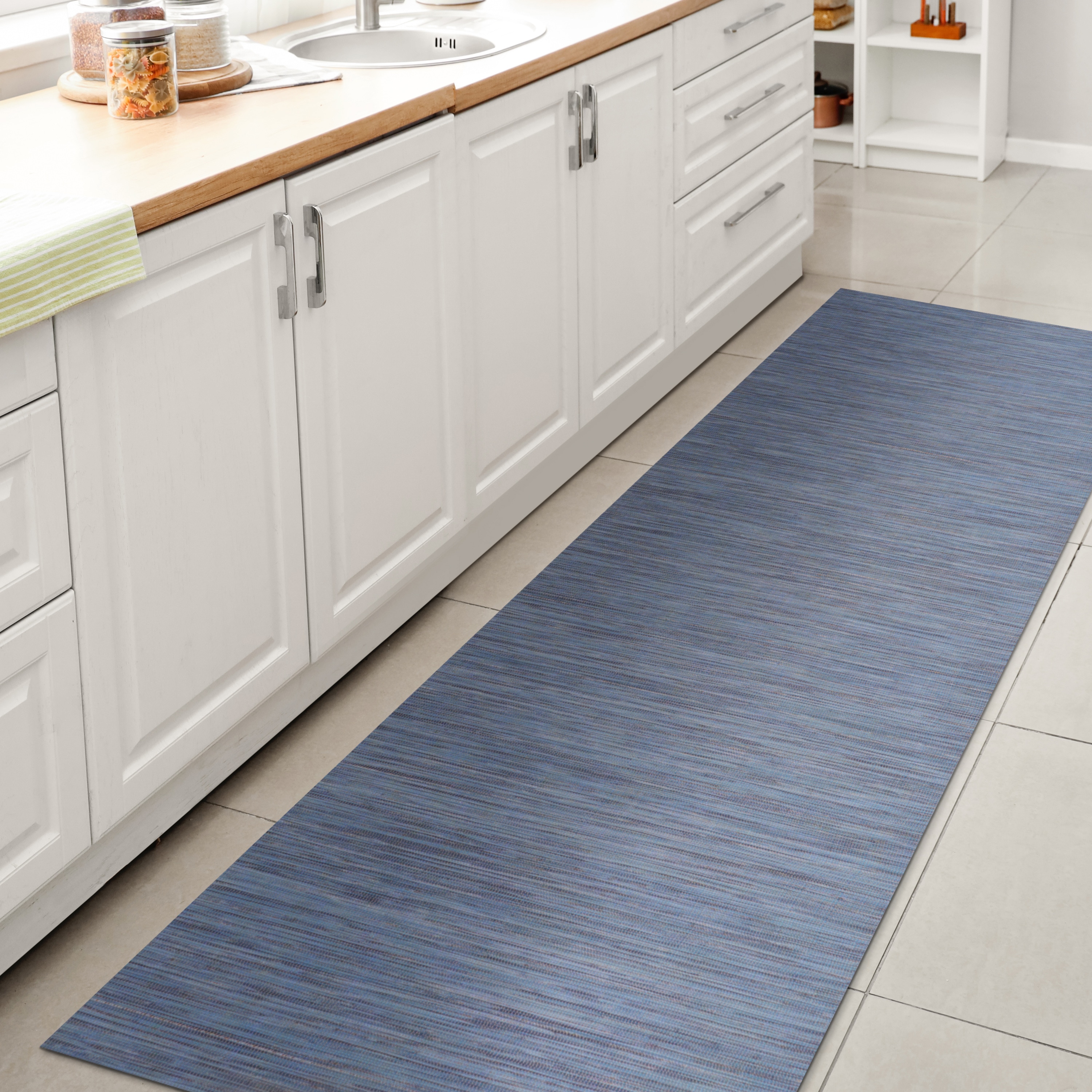 JONATHAN  Y TSN100B-28 TUSCAN SUN Ethan Flatweave 2 x 8 (ft) Loomed Polypropylene Blue Rectangular Indoor/Outdoor Solid Coastal Runner rug