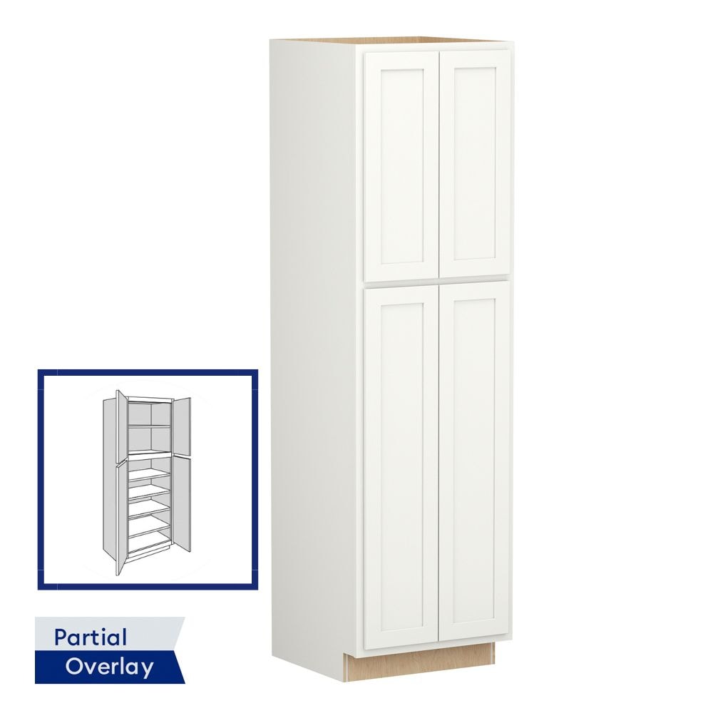 Shenandoah PRO Express SPE 92MPS-63147 Breckenridge 24-in W x 96-in H x 24-in D Linen Partial Overlay Pantry Fully assembled Plywood Cabinet (Recessed Panel Shaker)