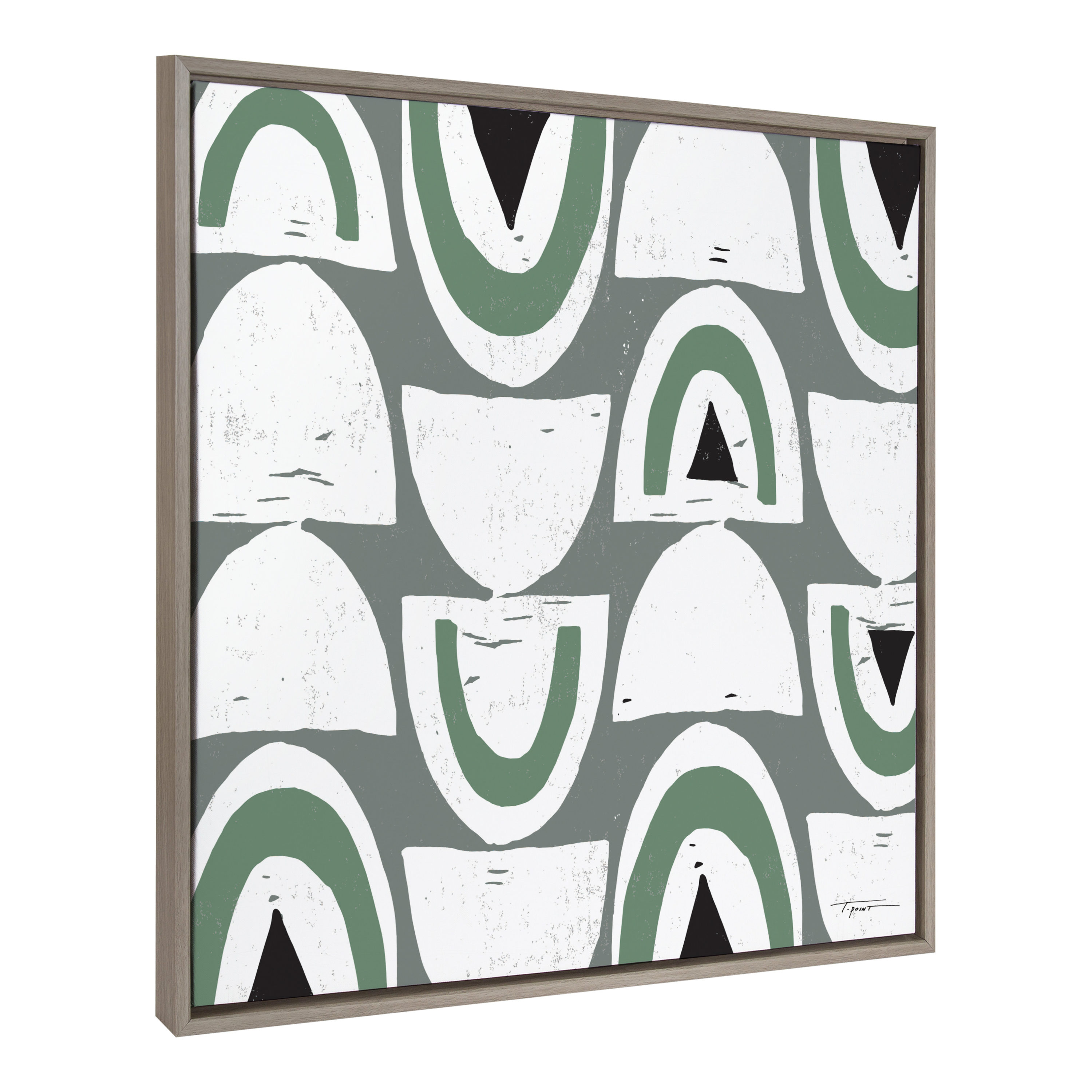 Sylvie 33" x 34" Green and Gray Abstract Canvas Print