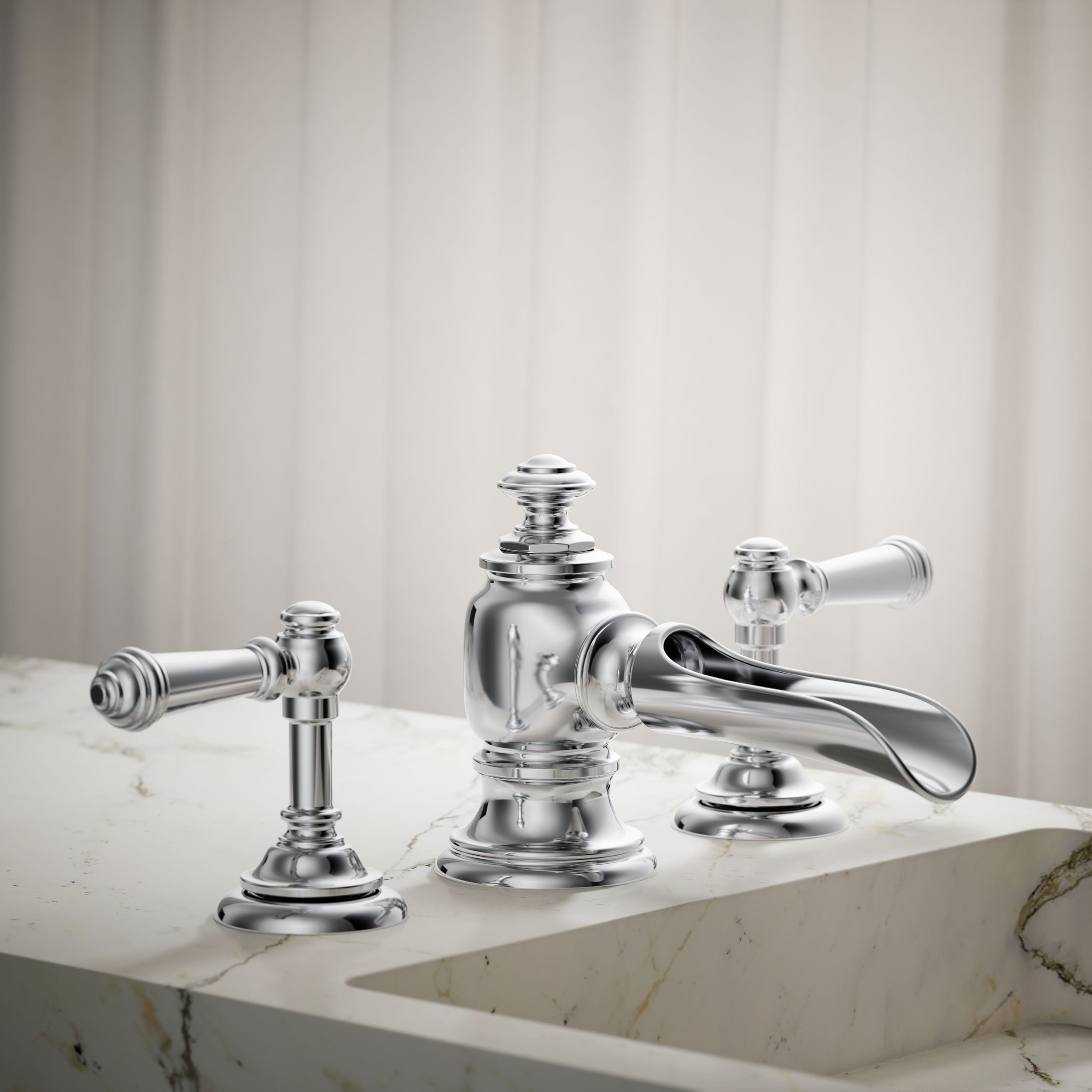 KOHLER Artifacts Polished Chrome Widespread Sold separately WaterSense Low-arc Commercial/Residential Touch-on Bathroom Sink Faucet with Drain