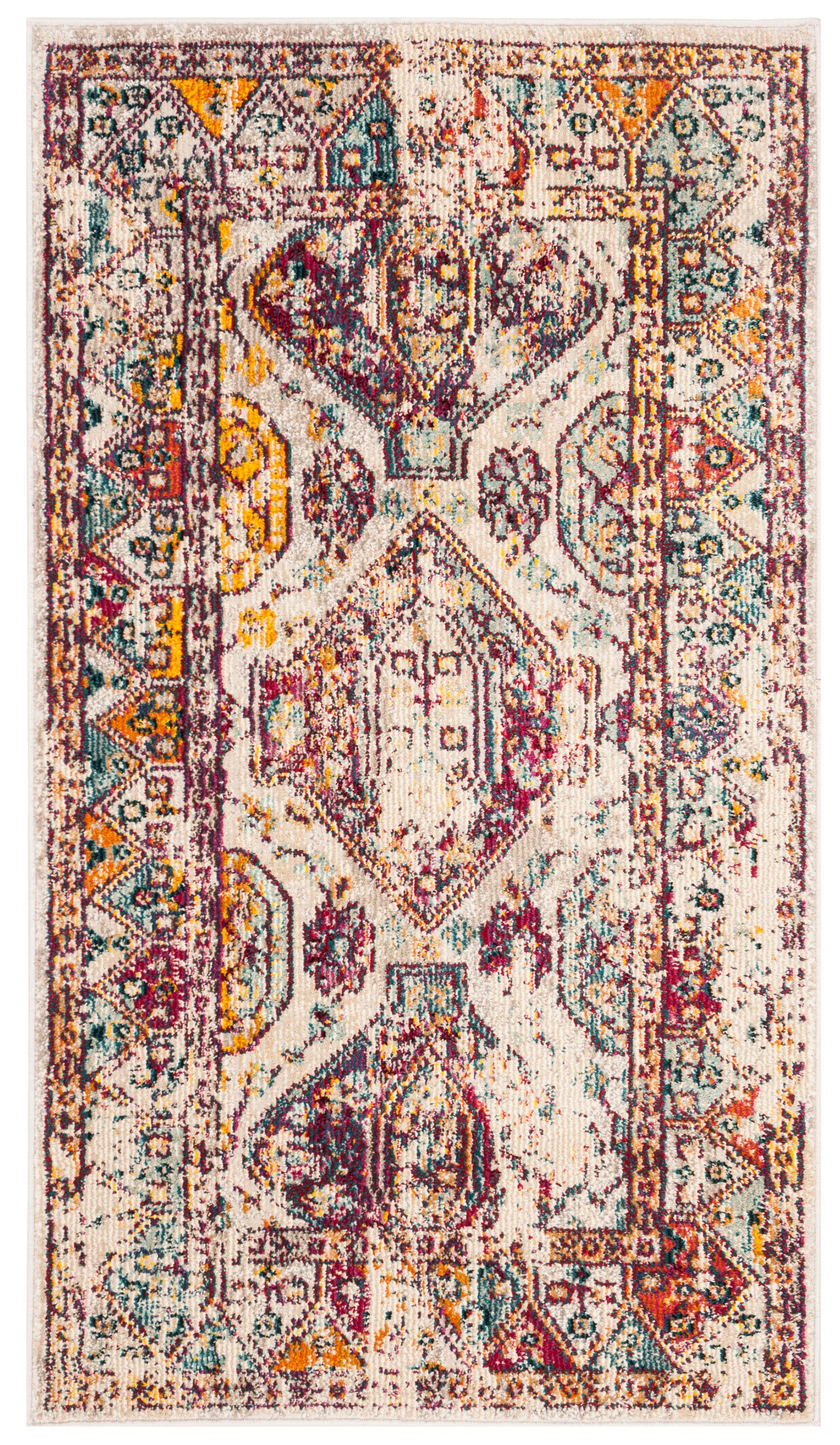 Gray Multicolor Floral Motif Synthetic 9' x 12' Area Rug