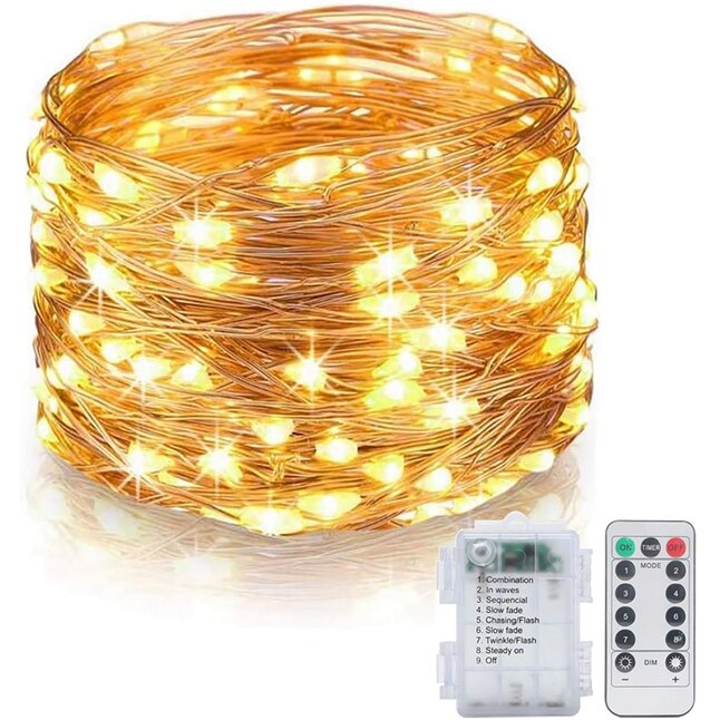 LED String Lights Waterproof led Lights 33ft 100 LEDs led lights for Bedroom Patio Parties Copper Wire Lights Warm White soft glow safety batteray power BEELED BLSL100WW 