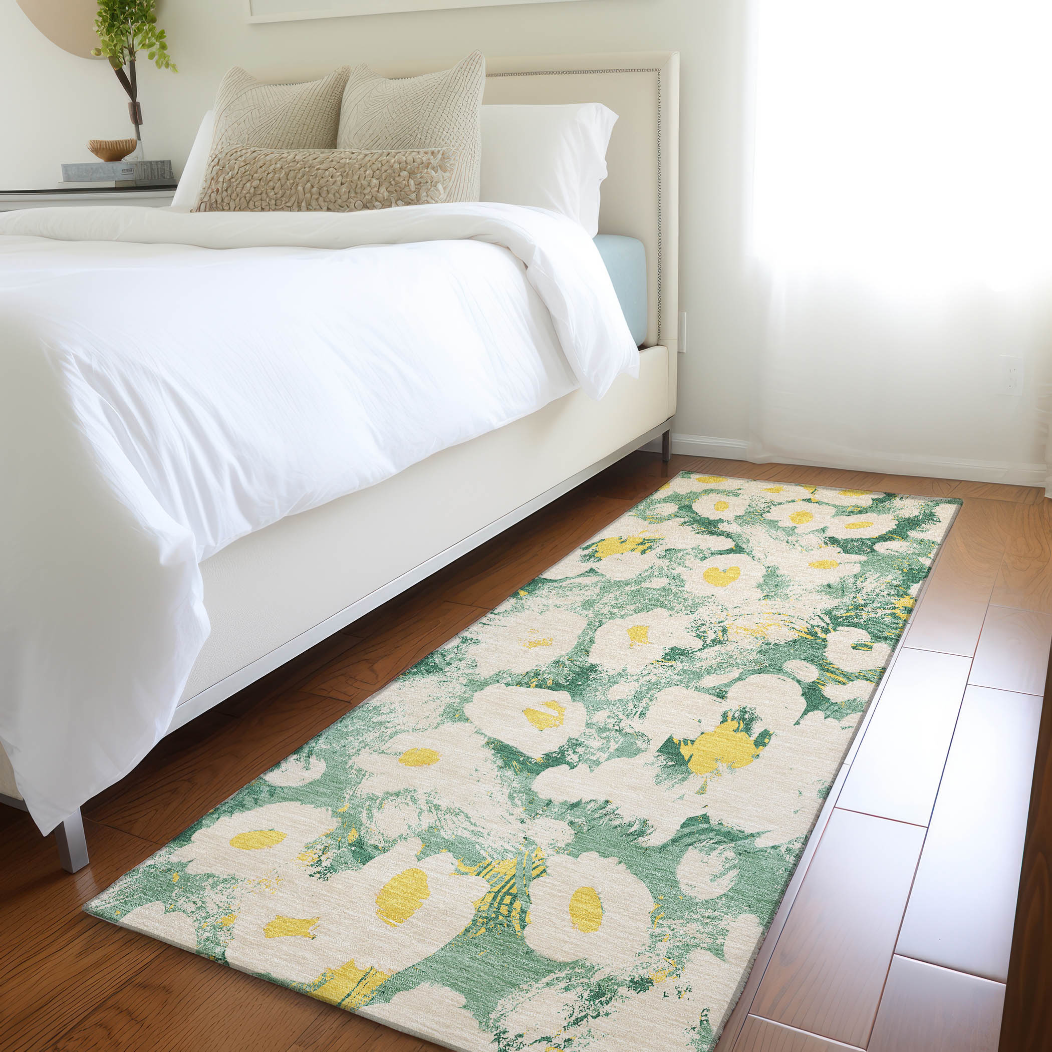 Addison Rugs ACN538GE2X8 Chantille 2 x 7 (ft) Polyester Green Rectangular Indoor/Outdoor Floral/Botanical Farmhouse/Cottage Machine washable Area rug