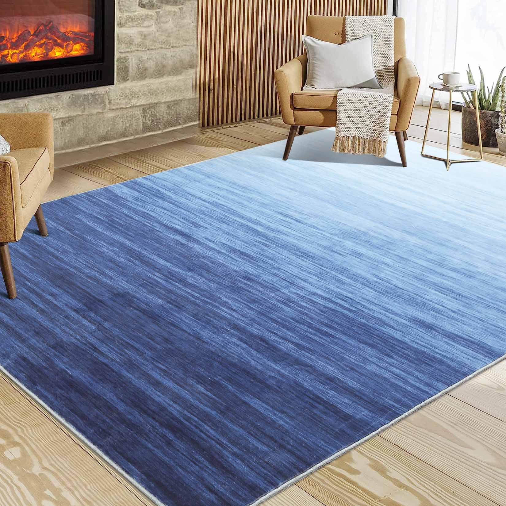 Garvee YXY-LO-PHO-11SWU1IU 5 x 7 (ft) Loomed Blue Rectangular Indoor Ombre Mid-Century Modern Machine washable Pet Friendly Area rug