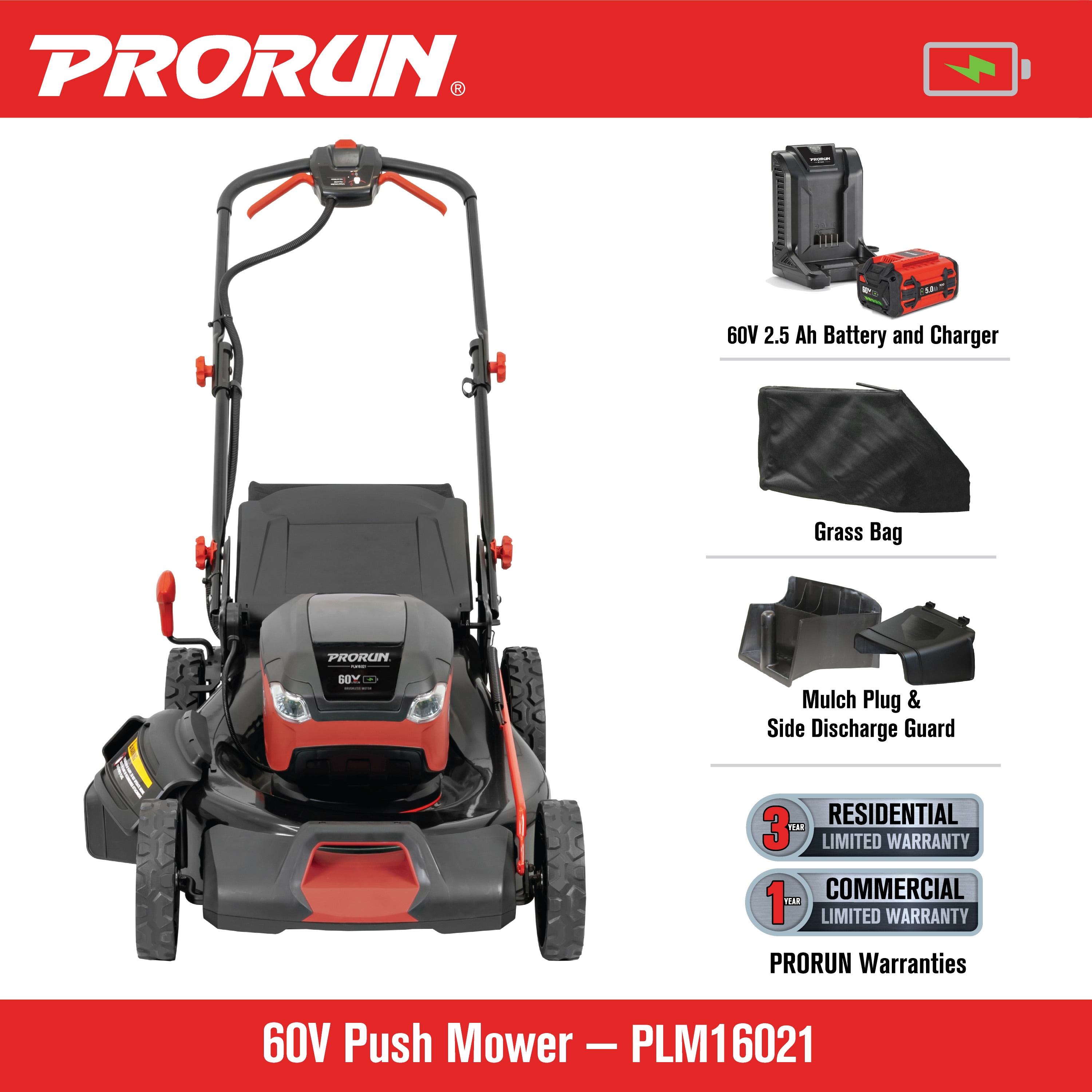 PRORUN PLM16021 Cordless-Elec-Push-Mowers - View #2