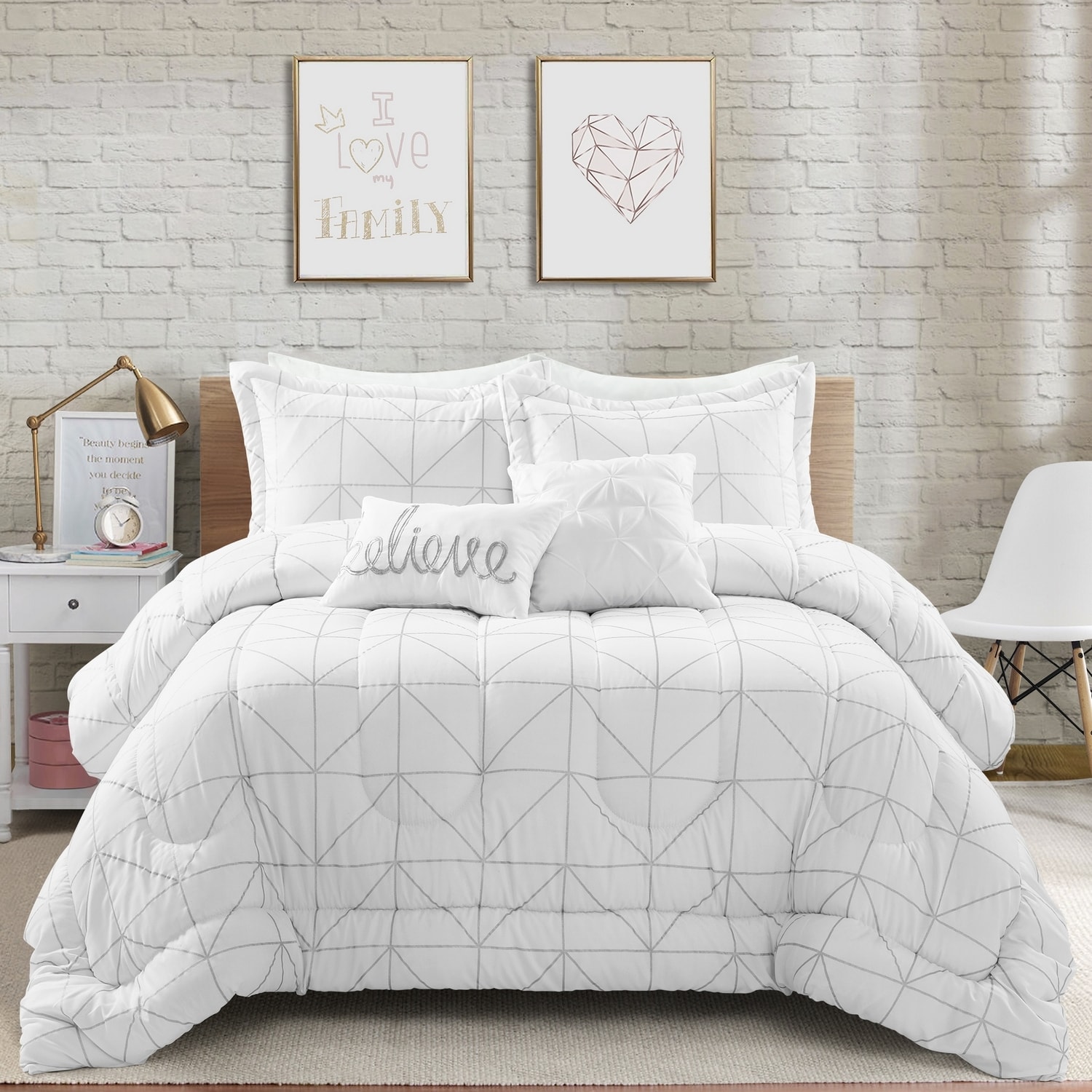Lush Decor 16T004682 White Graphic print Full/Queen Comforter