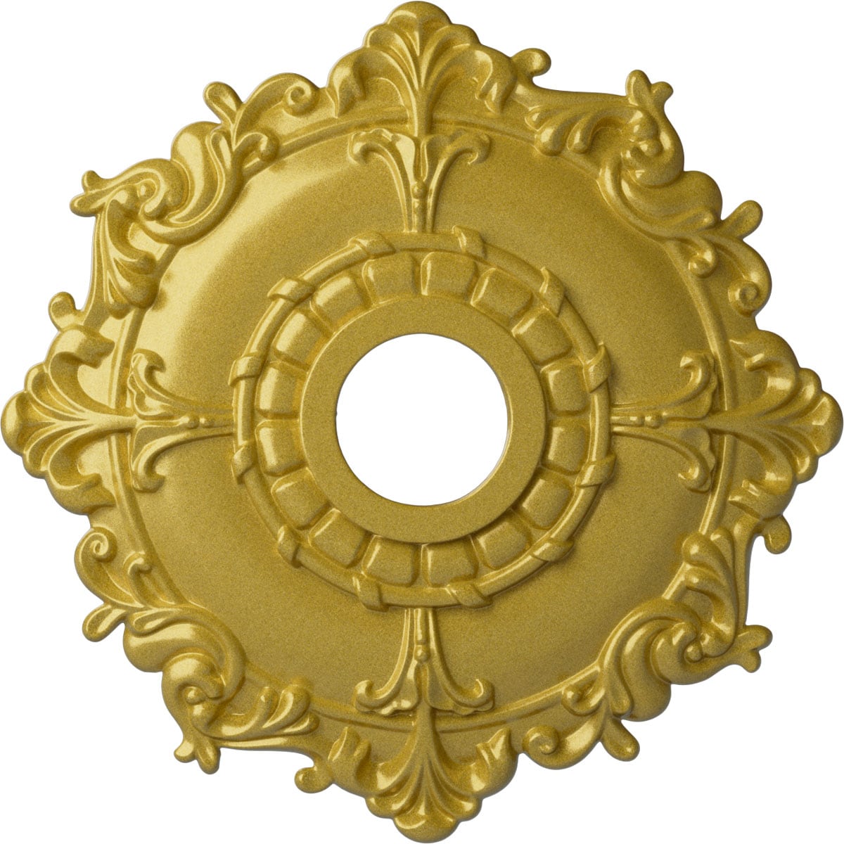 Ekena Millwork CM18RLRGS Riley 18-in W x 18-in L Painted Rich Gold Polyurethane Whole Ceiling Medallion