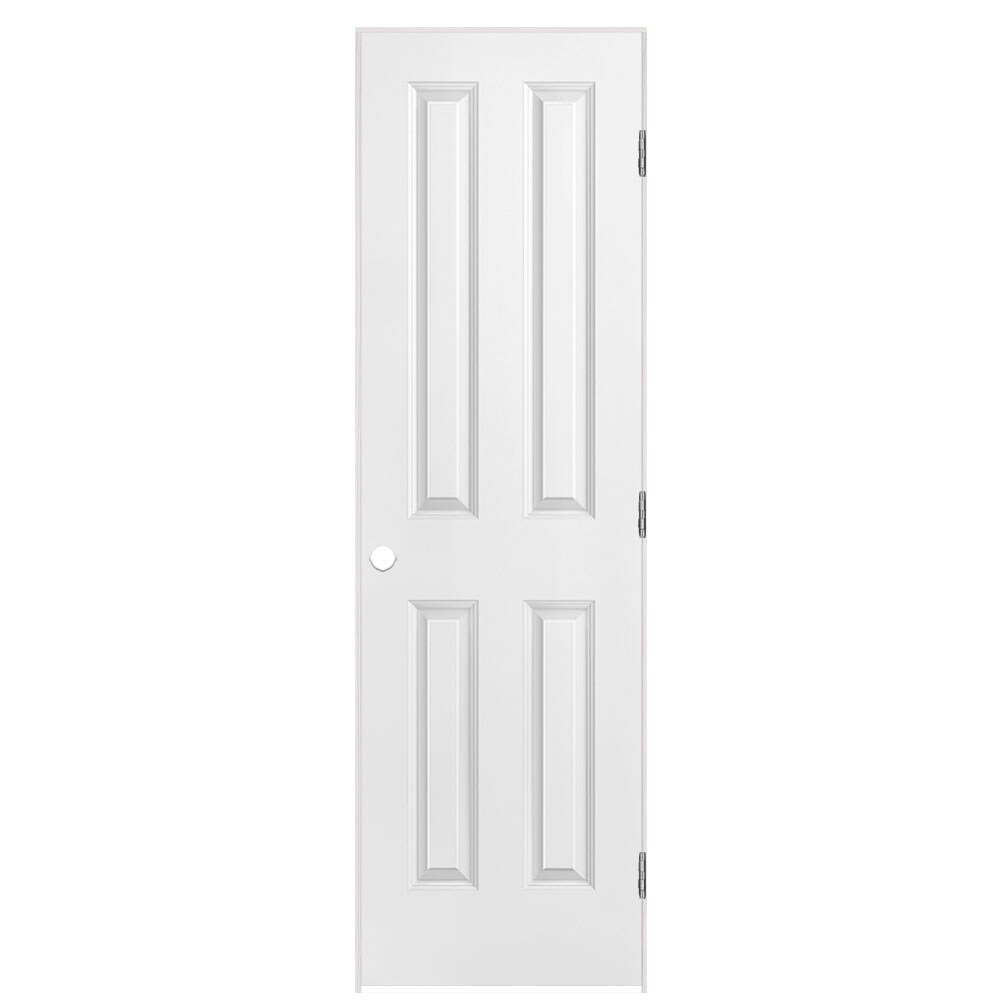 Masonite 1316389 24-in x 80-in Primed Solid core 4 panel square Left hand Smooth Primed Molded composite Flat Jamb Single Prehung Interior Door