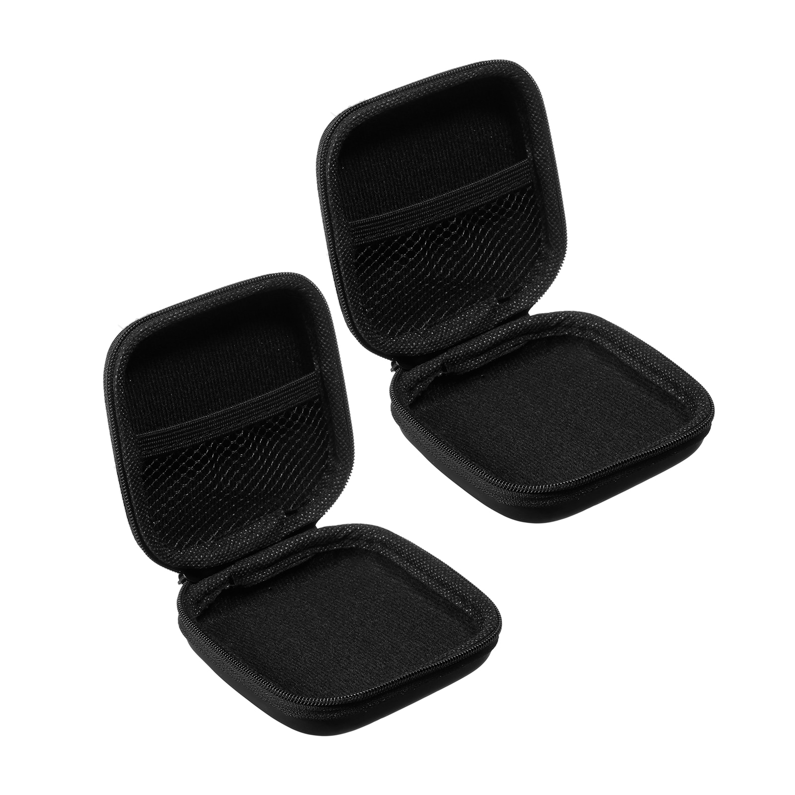 PATIKIL 3.54x3.54 Inch Electronic Organizer Case 2pcs EVA Hard Waterproof Square Travel Carrying Case with Zipper for Digital Multimeter Camera Charger Cord Earphone Black