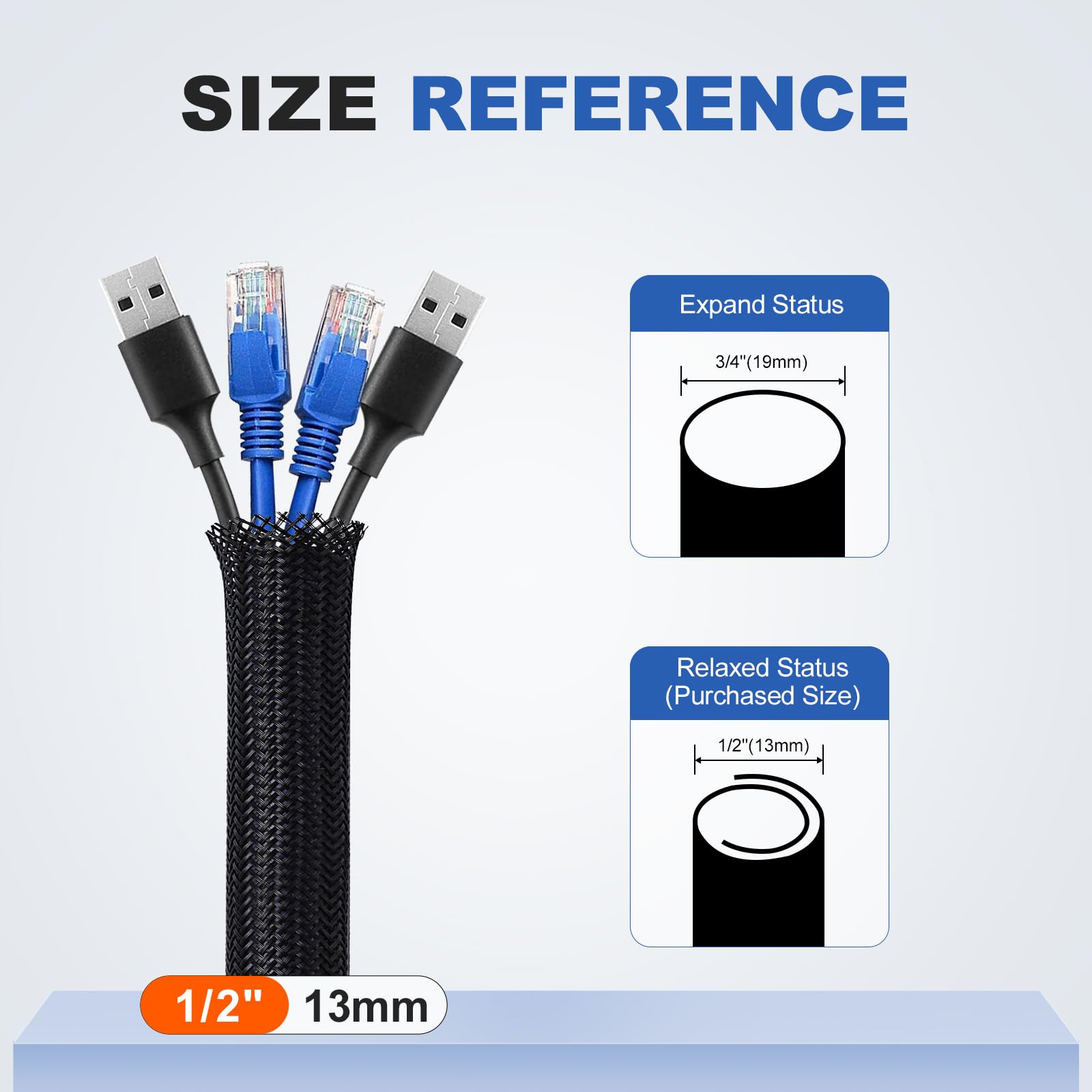 KHKFY 8ft 1/2 inch Cable Management Sleeve Cord Protector Split Wire ...