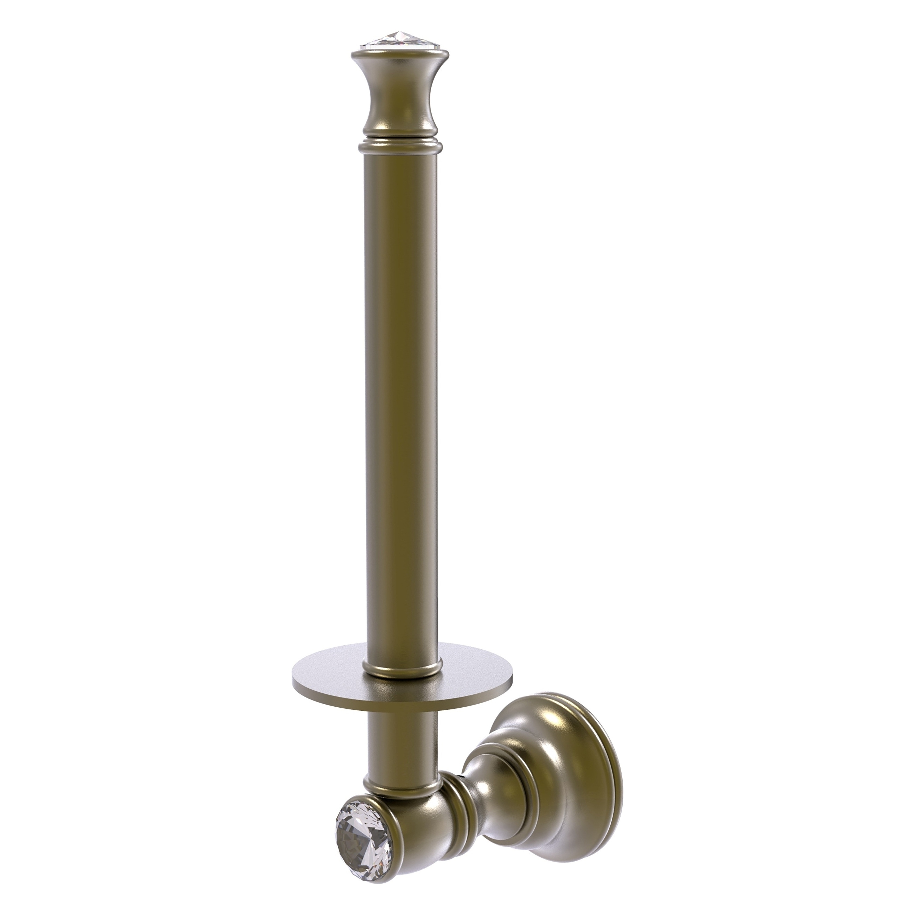 Allied Brass CC-24U-ABR Carolina Crystal Antique Brass Wall mount Single post Toilet Paper Holder 1 -Rolls