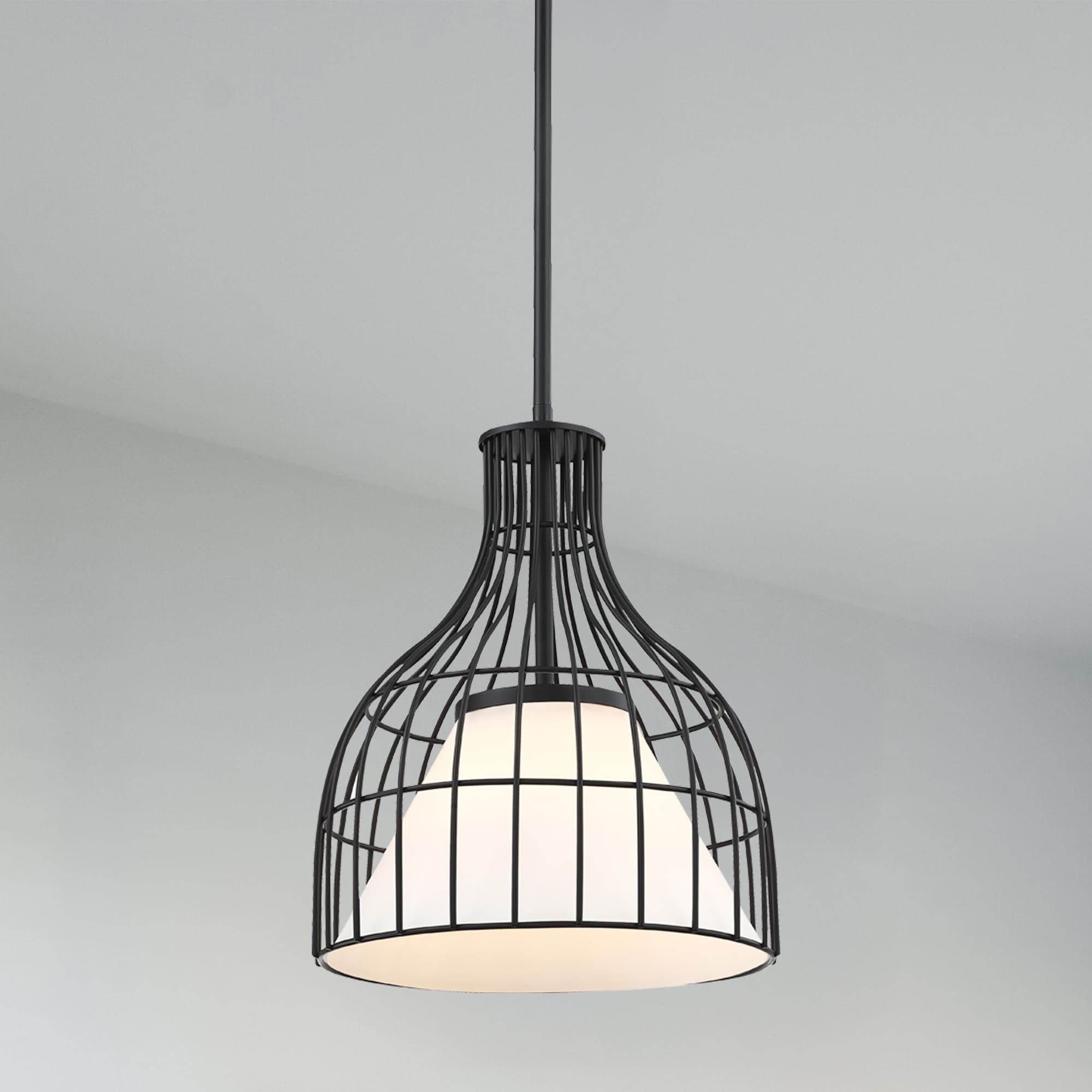 Designers Fountain D340M-12P-MB Evensong 1 -Light Matte Black Transitional Opal glass Linear Hanging Pendant light