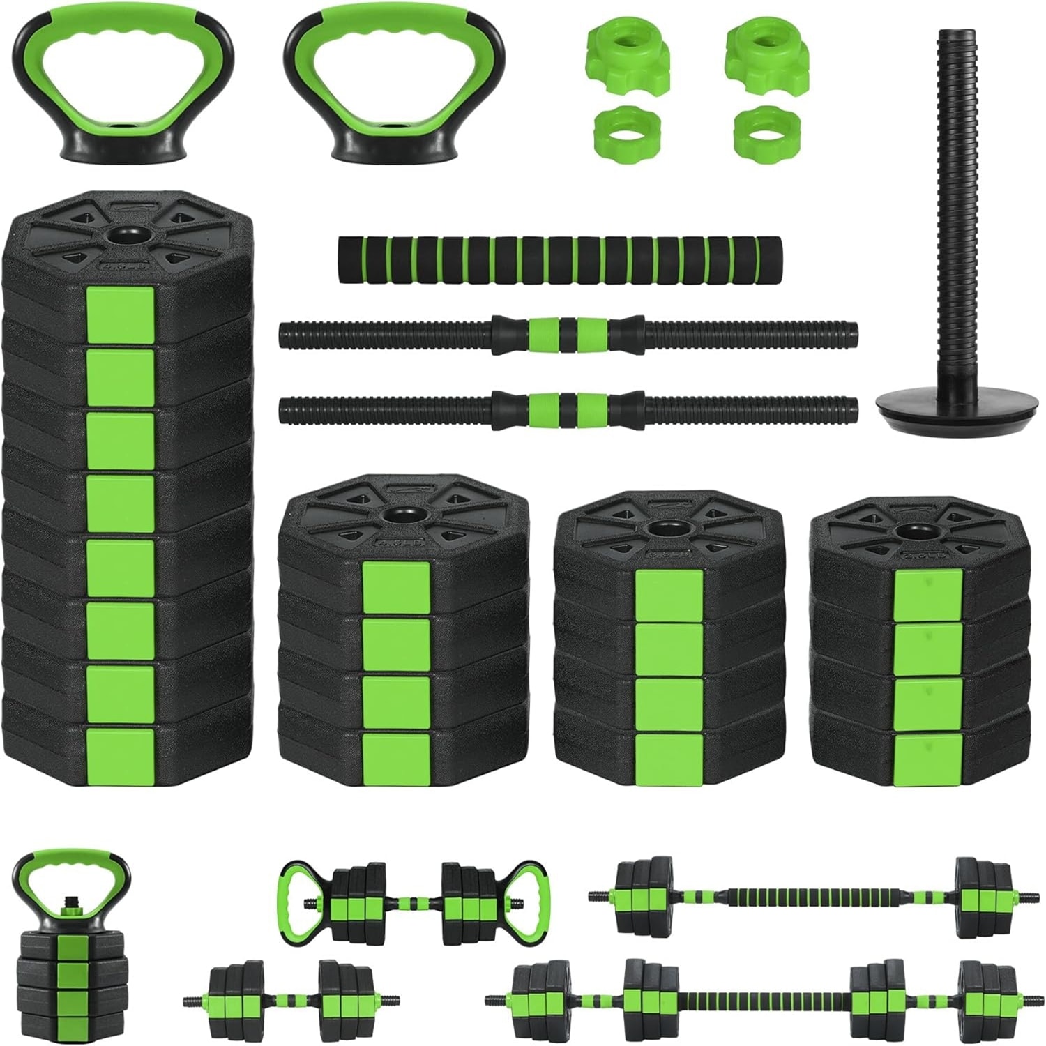 Garvee 88 LB Adjustable Dumbbell Set - 3-in-1 Free Weight System Converts to Barbell and Kettlebell for Home Gym Men and Women
