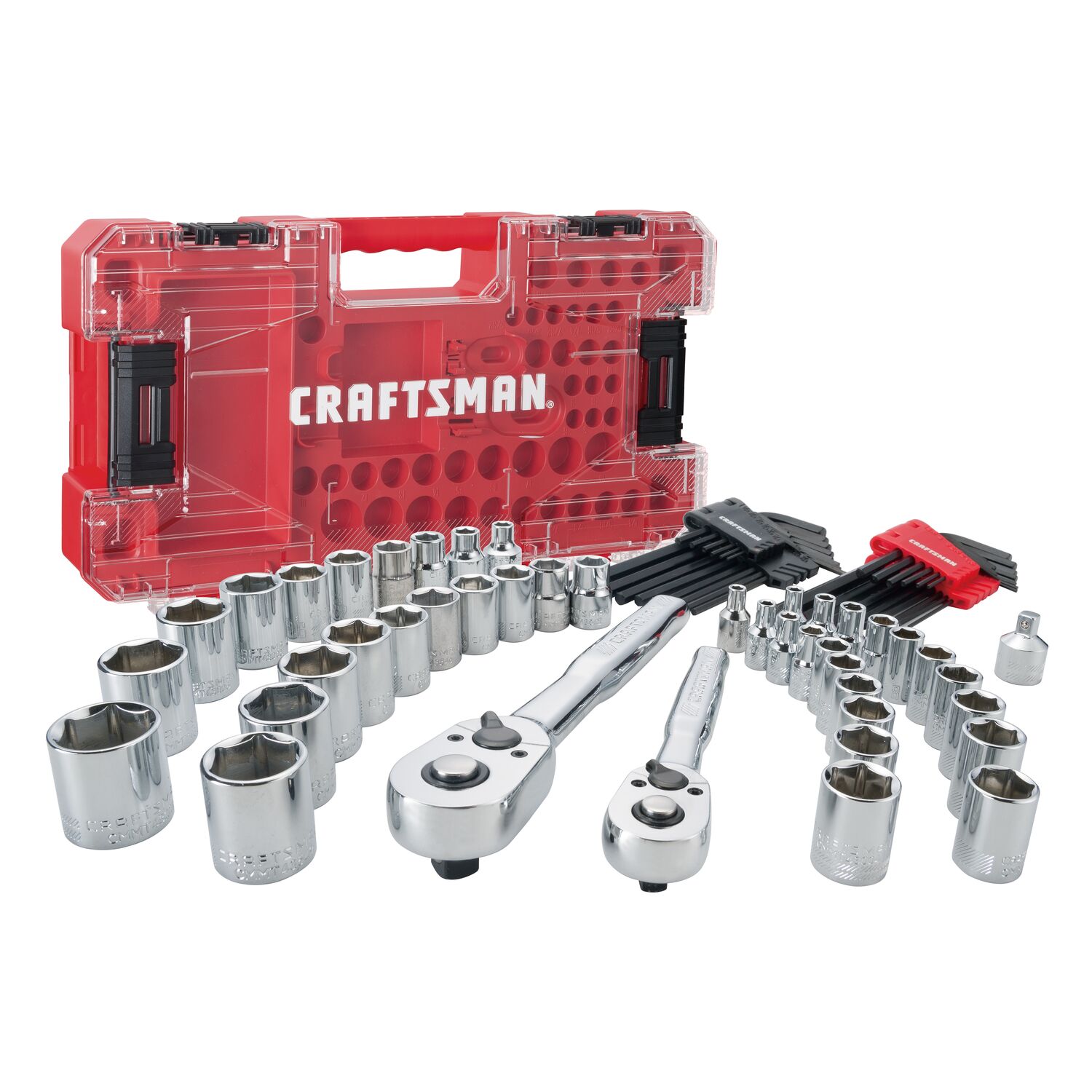 CRAFTSMAN 94-Piece Standard (SAE) and Metric Polished Chrome Mechanics Tool  Set with Soft Case in the Mechanics Tool Sets department at