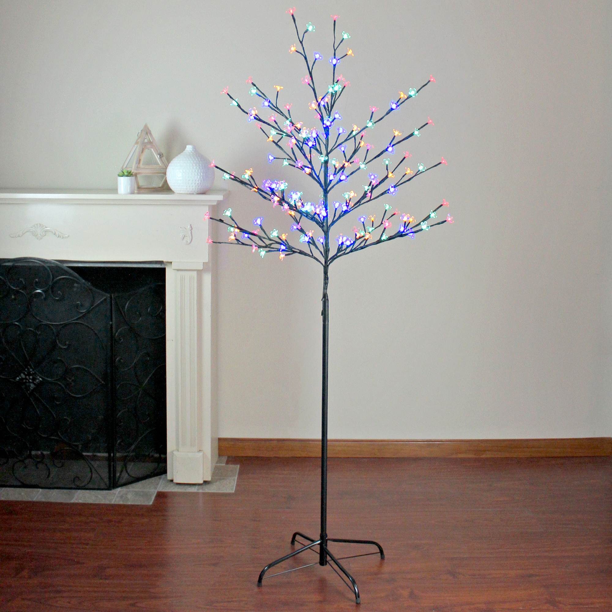 Pre-Lit Cherry Blossom Flower Artificial Tree - 6 feet - Multicolor LED Lights