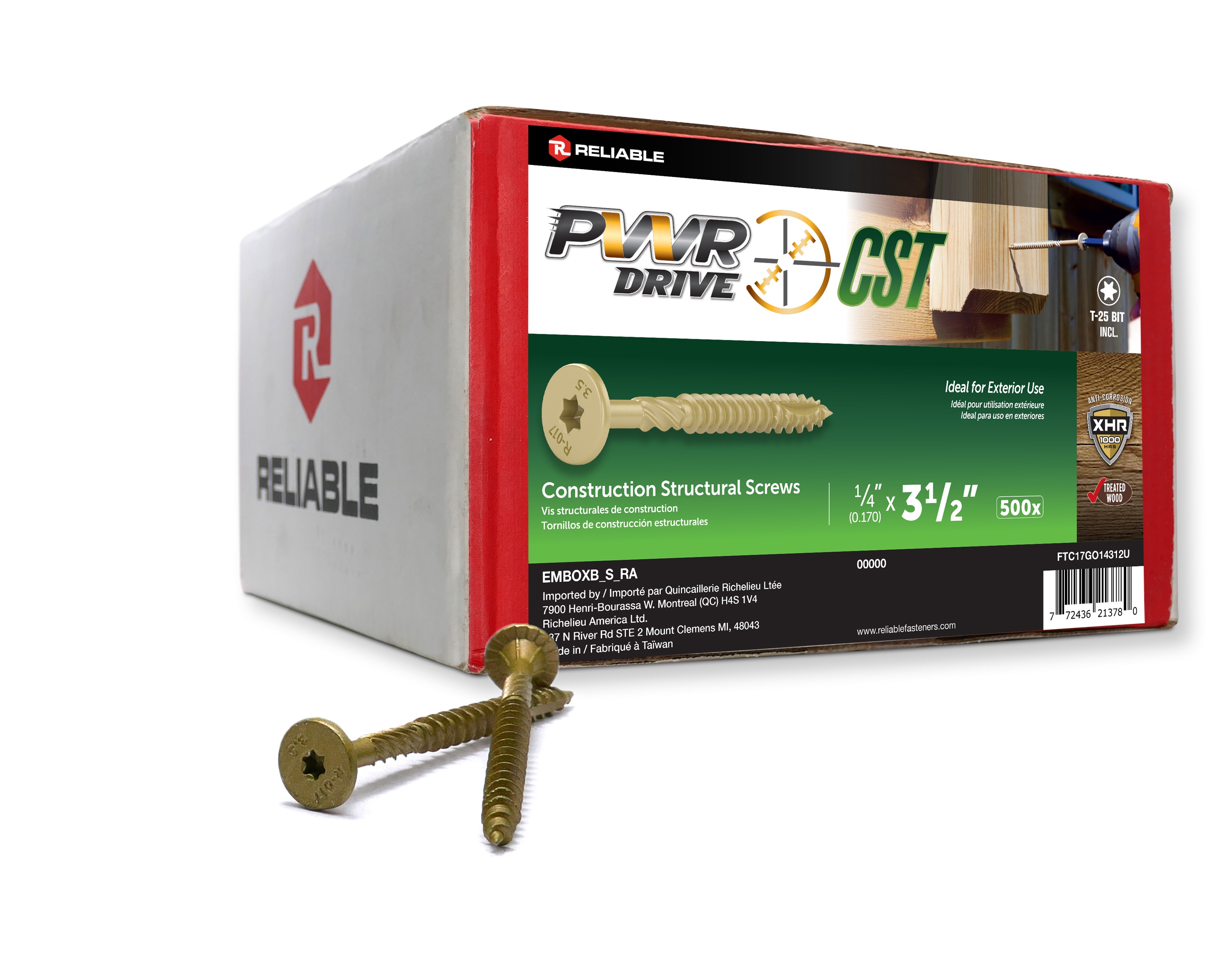 PWR DRIVE Reliable 1/4-in x 3-1/2-in Wood to wood Deck Screws 500 -Per Box