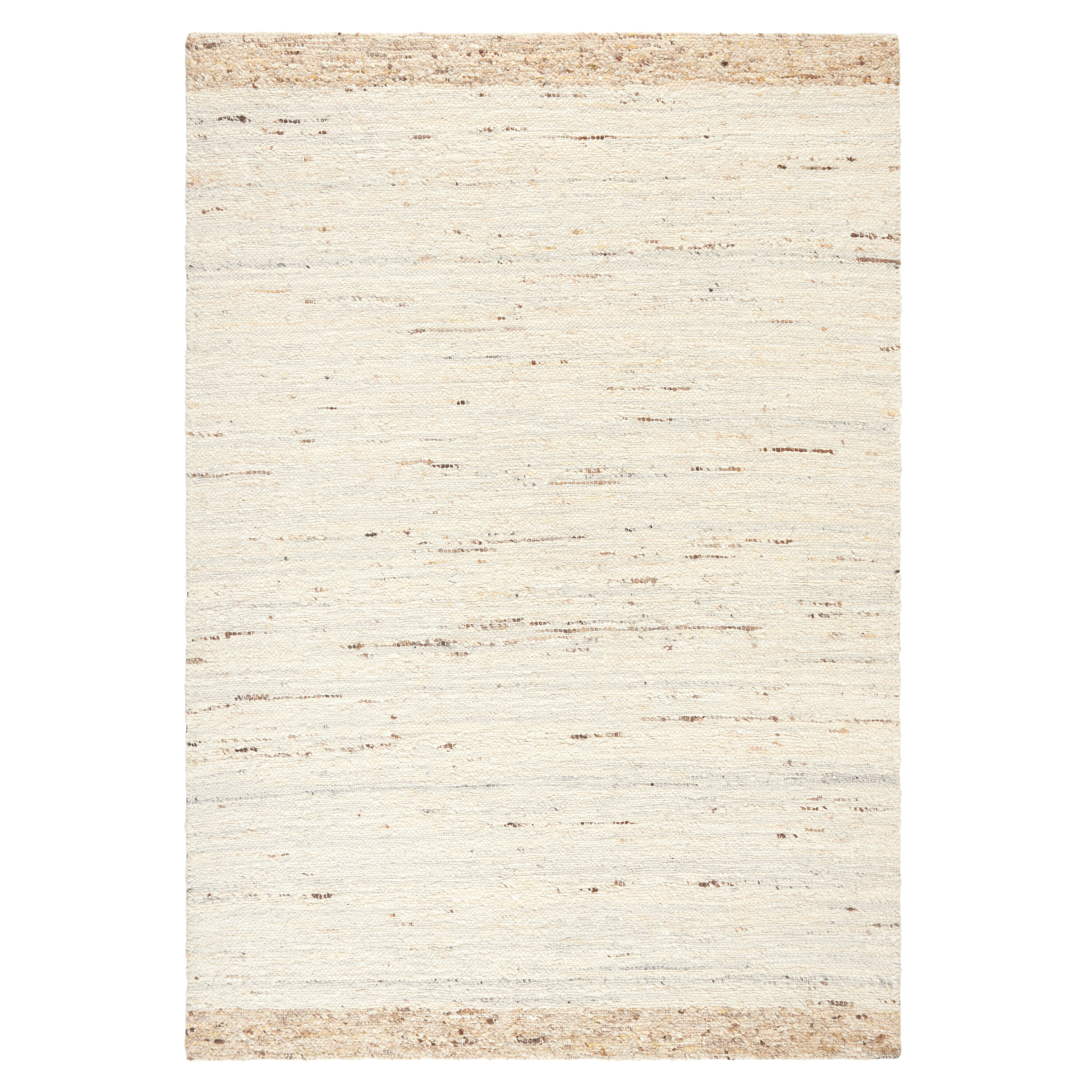Ivory and Beige Handmade Wool 8' x 10' Area Rug