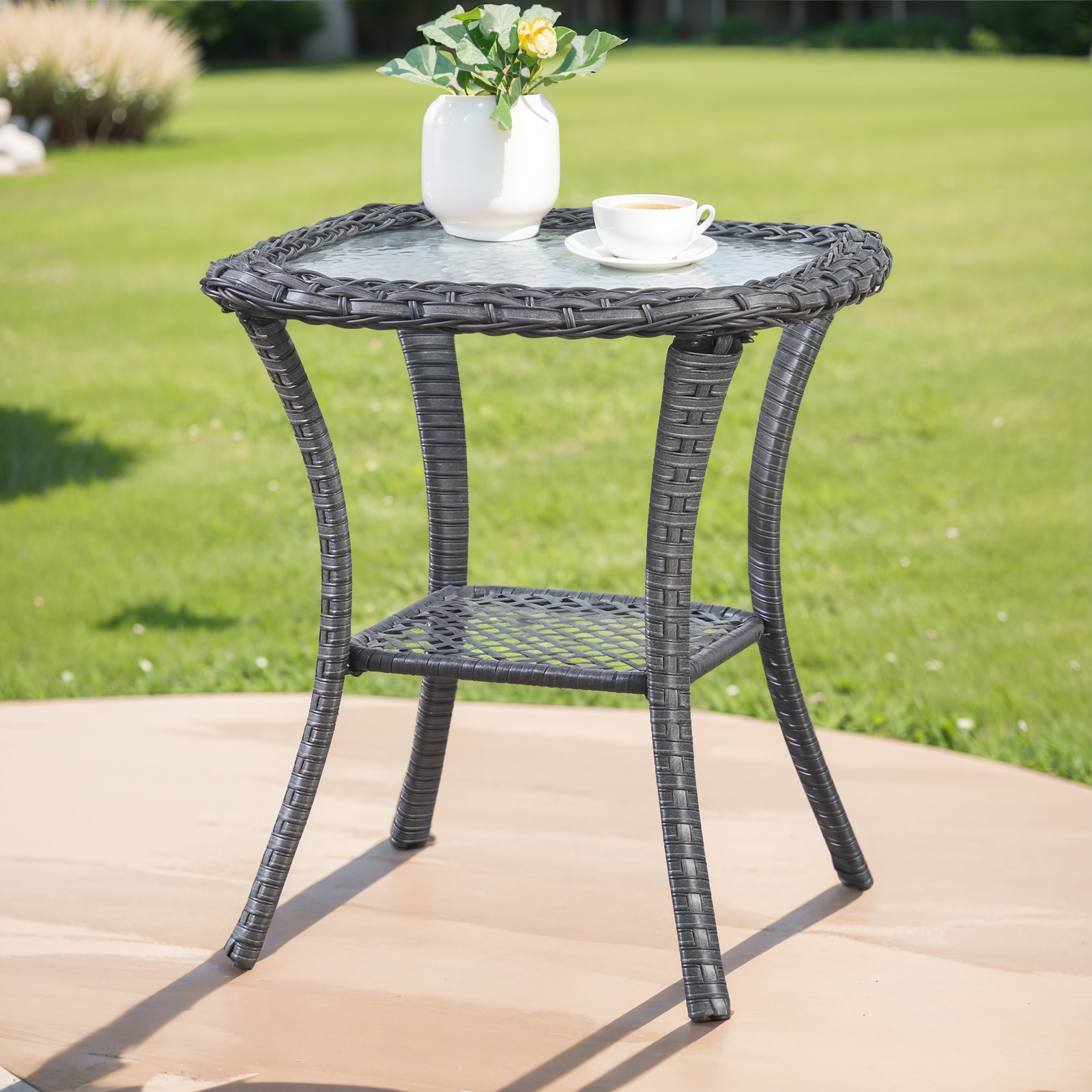  PA026 PATABLE-T Square Wicker Outdoor Coffee 20-in W x 20-in L