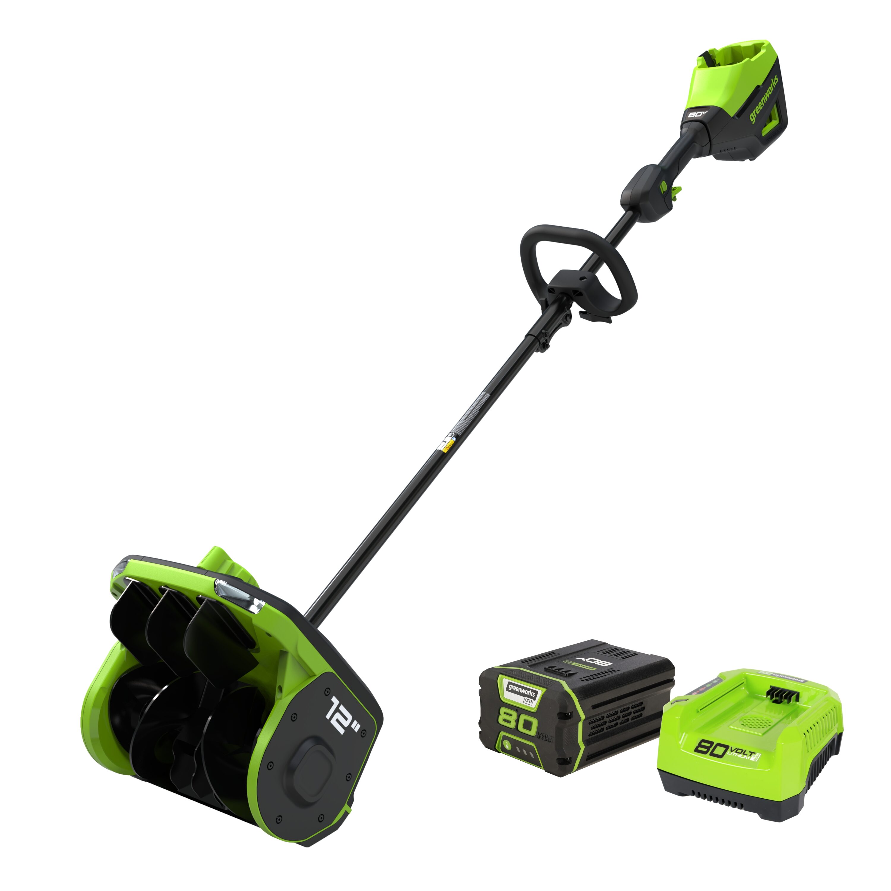 Greenworks 80-volt 12-Inches Single-stage Push Battery Powered snow shovel 2.5 Ah (Battery Included) (Charger Included) #SS80L2510