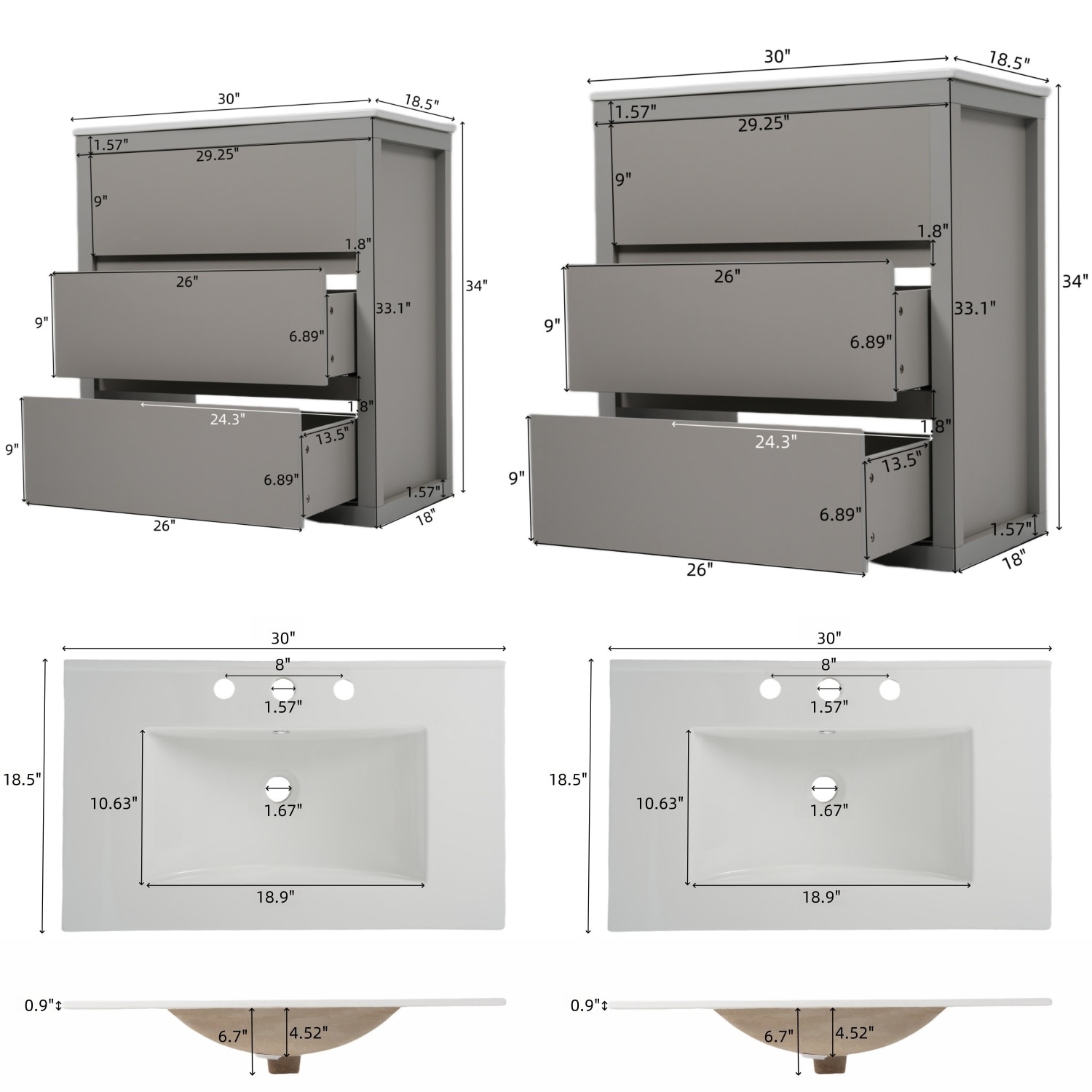 Vanityfus VF-NE-0550G Bath-Vanity-Combo - View #3