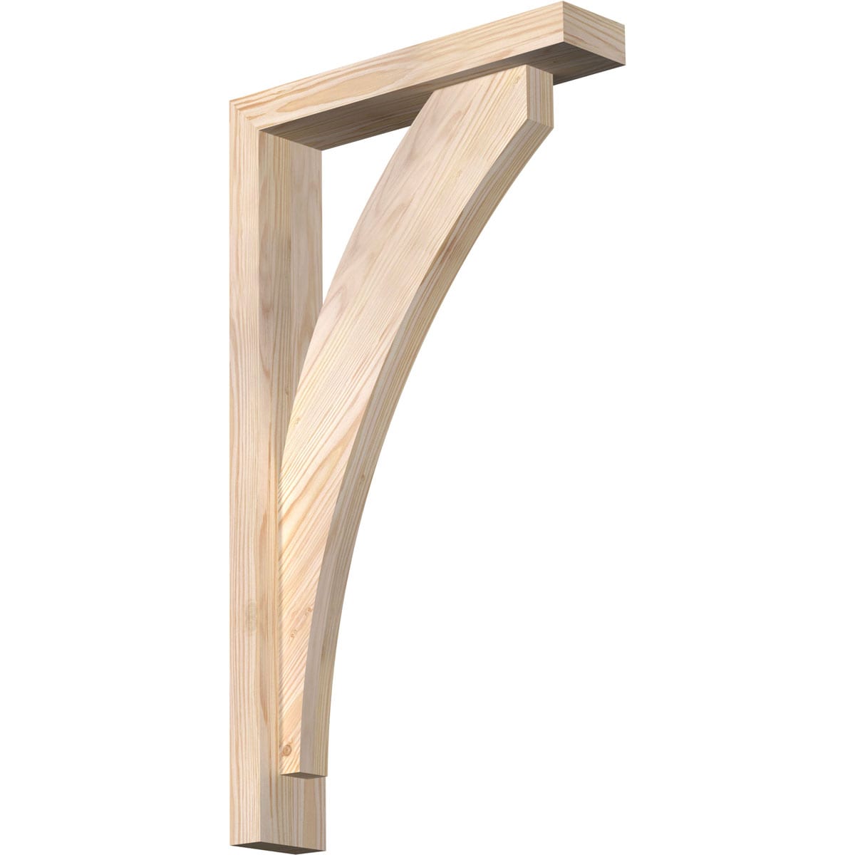 Ekena Millwork 1464111 Thorton Block Smooth Bracket with Offset Brace Douglas Fir Wood Standard Bracket