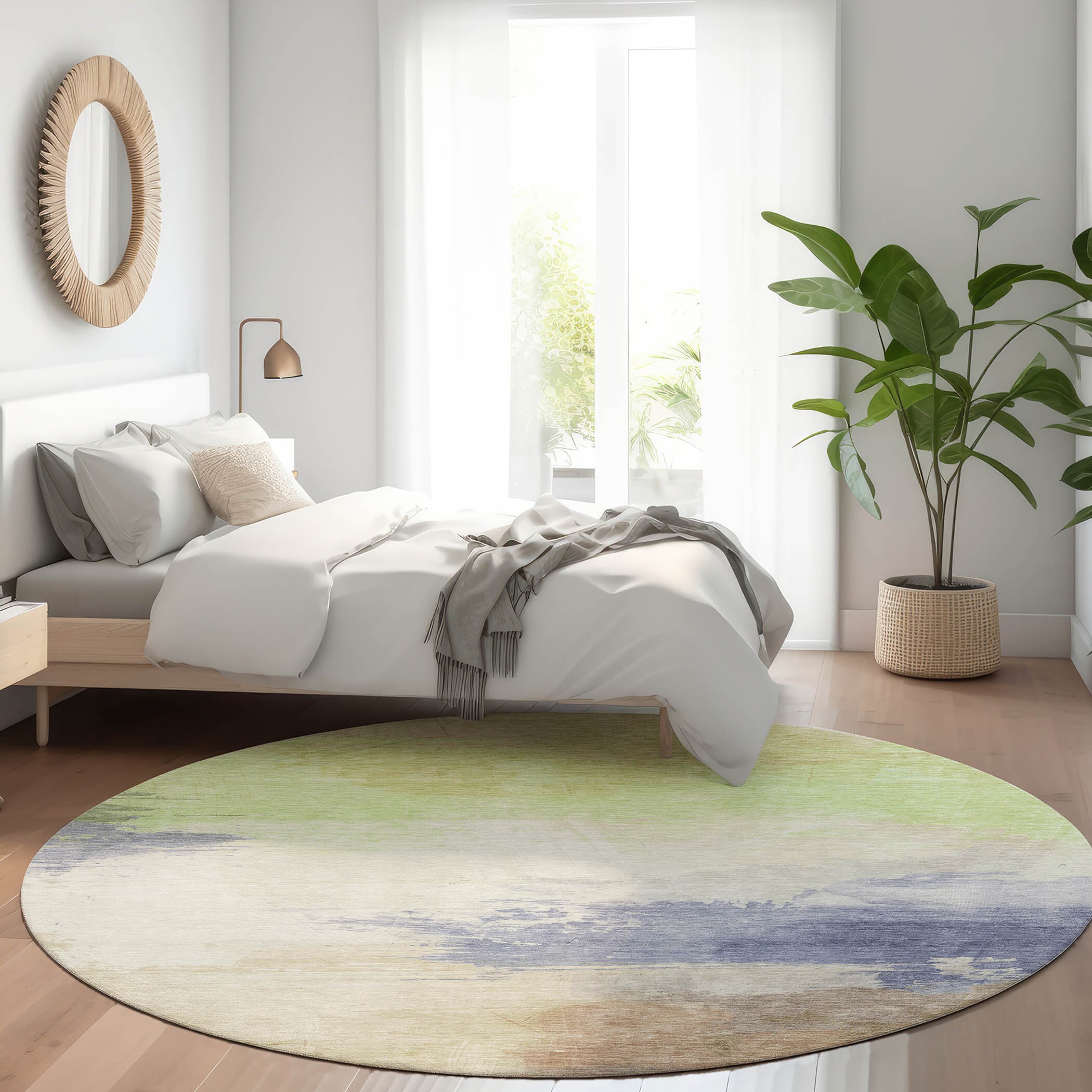 Addison Rugs ACN1517AL8RO Chantille ACN1517AL 8 x 8 (ft) Polyester Aloe Round Indoor/Outdoor Geometric Machine washable Area rug