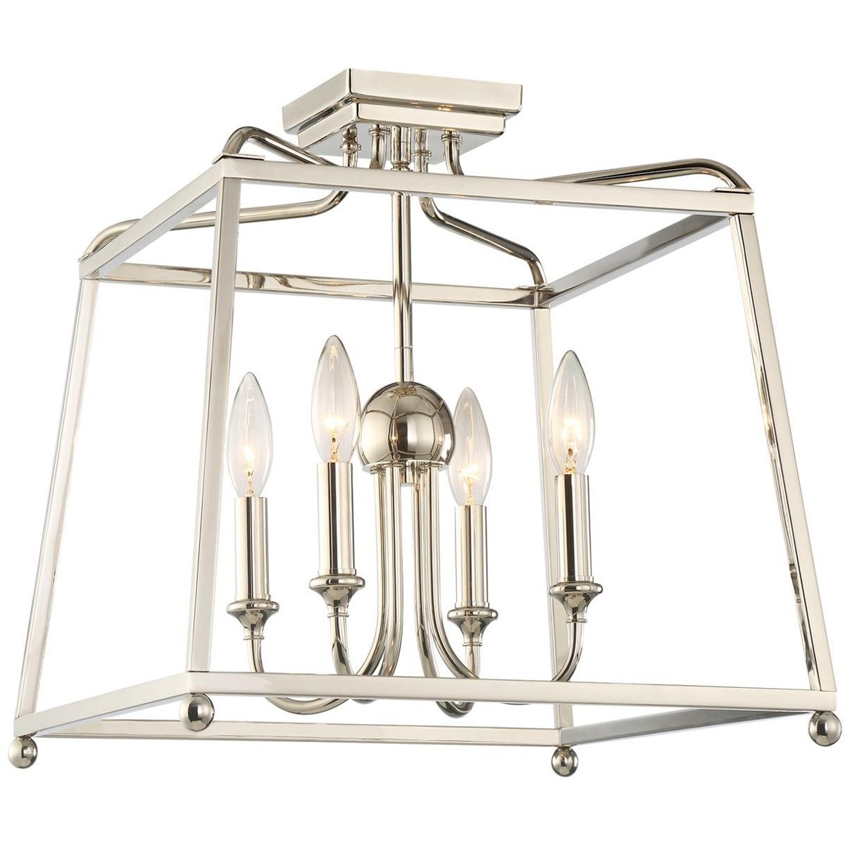 Crystorama 1038894 2243-PN_NOSHADE Sylvan Semi-Flush Mount Polished Nickel