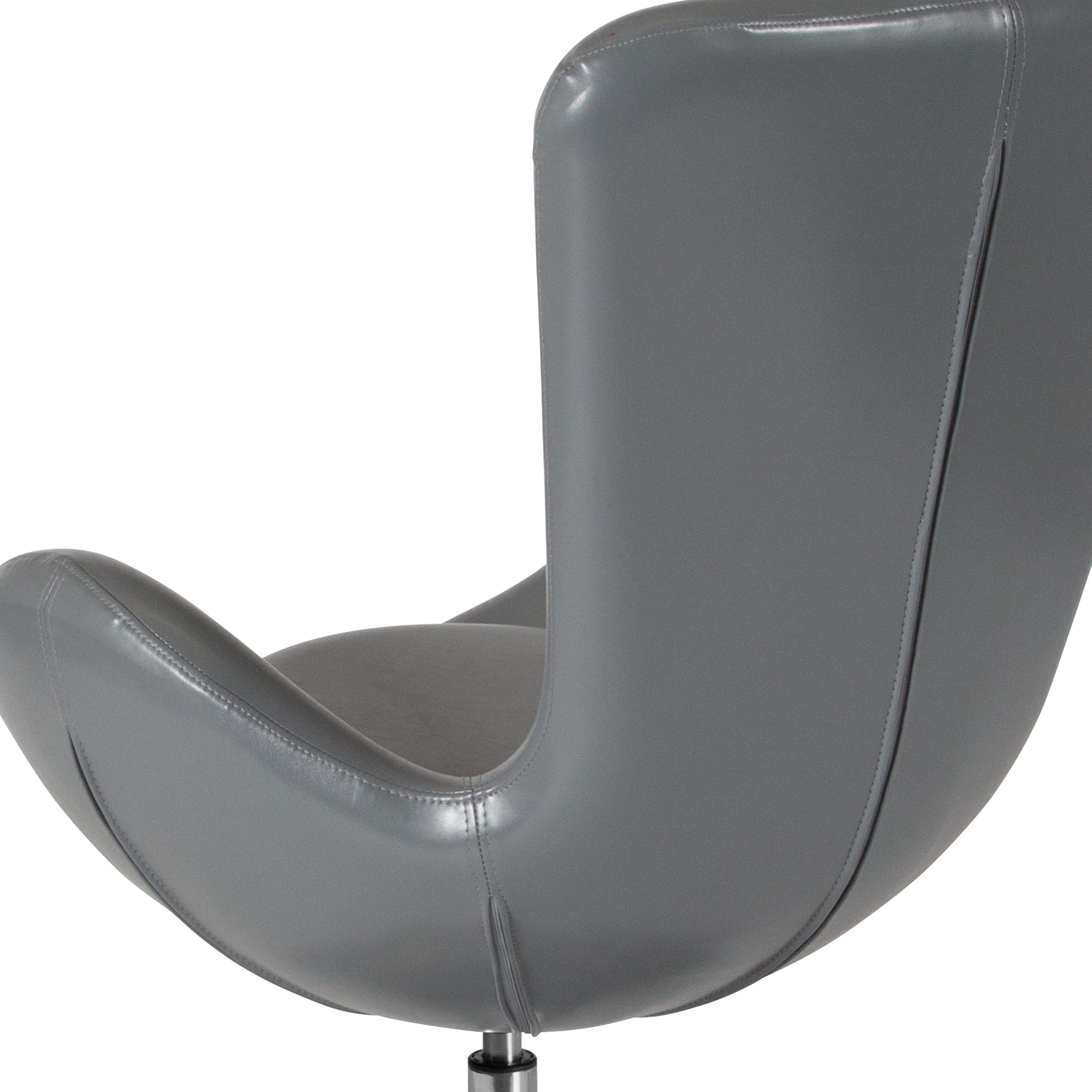 High Back Gray LeatherSoft Swivel Reception Chair with Metal Base