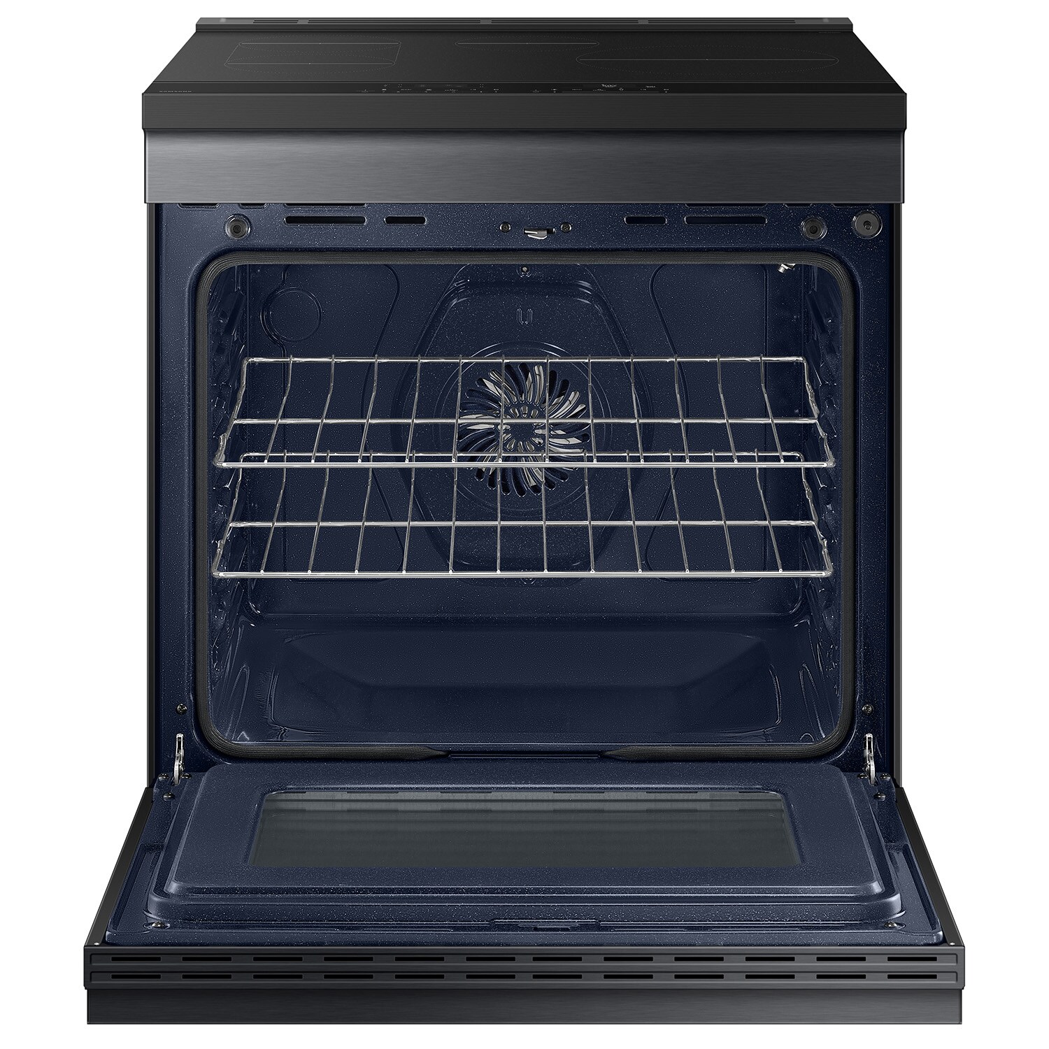 Samsung Bespoke 30-in 4 Burners 6.3-cu ft Self-cleaning and Steam Cleaning Air Fry Convection Oven Slide-in Single Induction Range (Matte Black Steel)