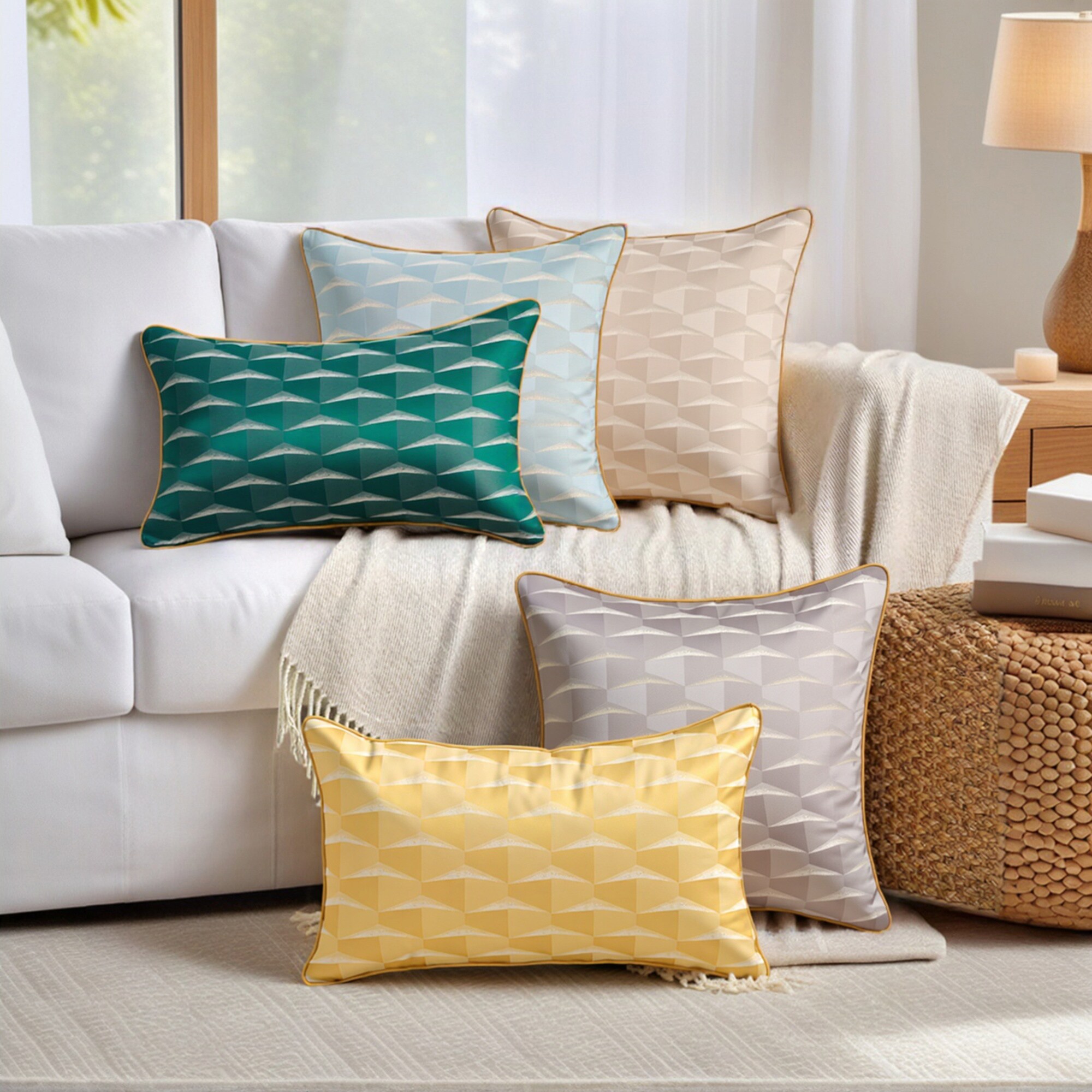 Unique Bargains 2pcs Satin Throw Pillow 3D Geometric Textured Luxury ...