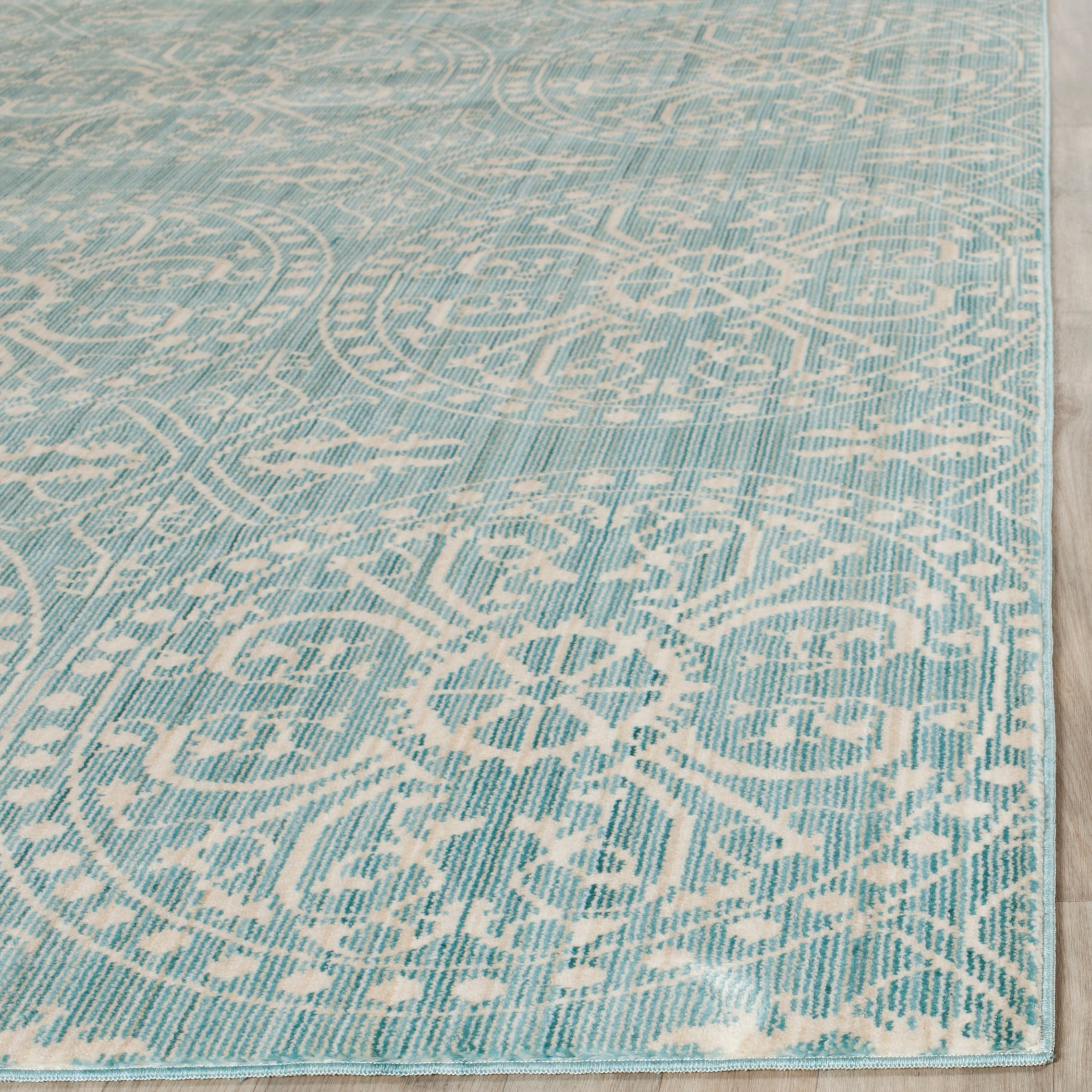 Alpine Cream Hand-Knotted Synthetic Medallion Area Rug 5' x 8'