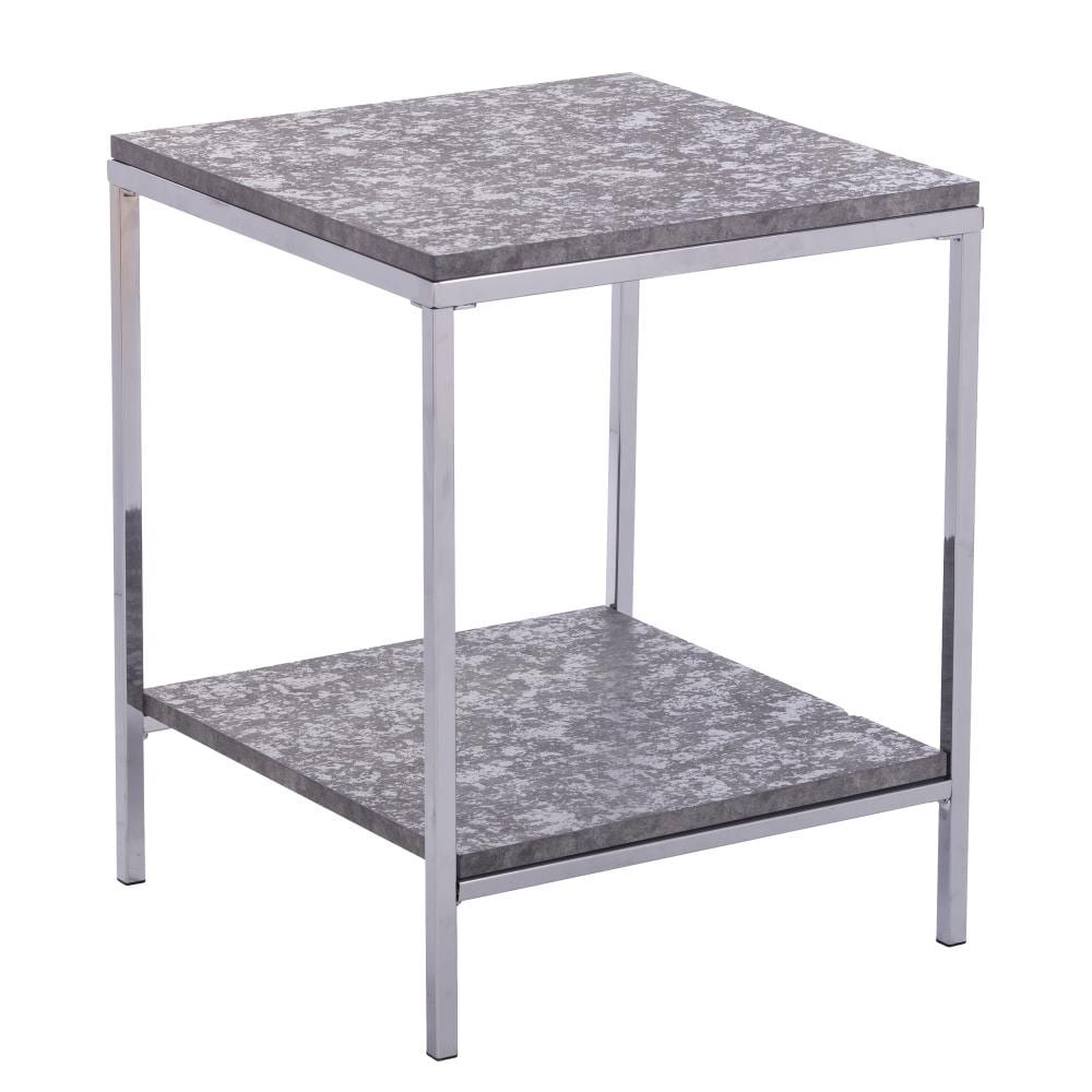 Boston Loft Furnishings ATG2095001CK Jena 19.25-in W x 24-in H Chrome with Gray Simulated Stone Composite End Table with Storage Assembly Required