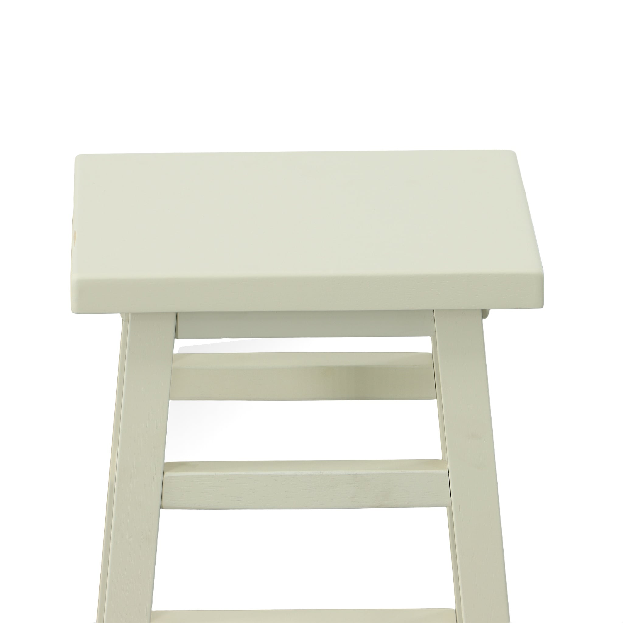 24" White Rubberwood Backless Counter Stool