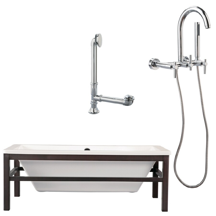 Giagni LT1-PC Tella 29.5-in x 66-in White Acrylic Soaking Bathtub with Drain (Back Center Drain)