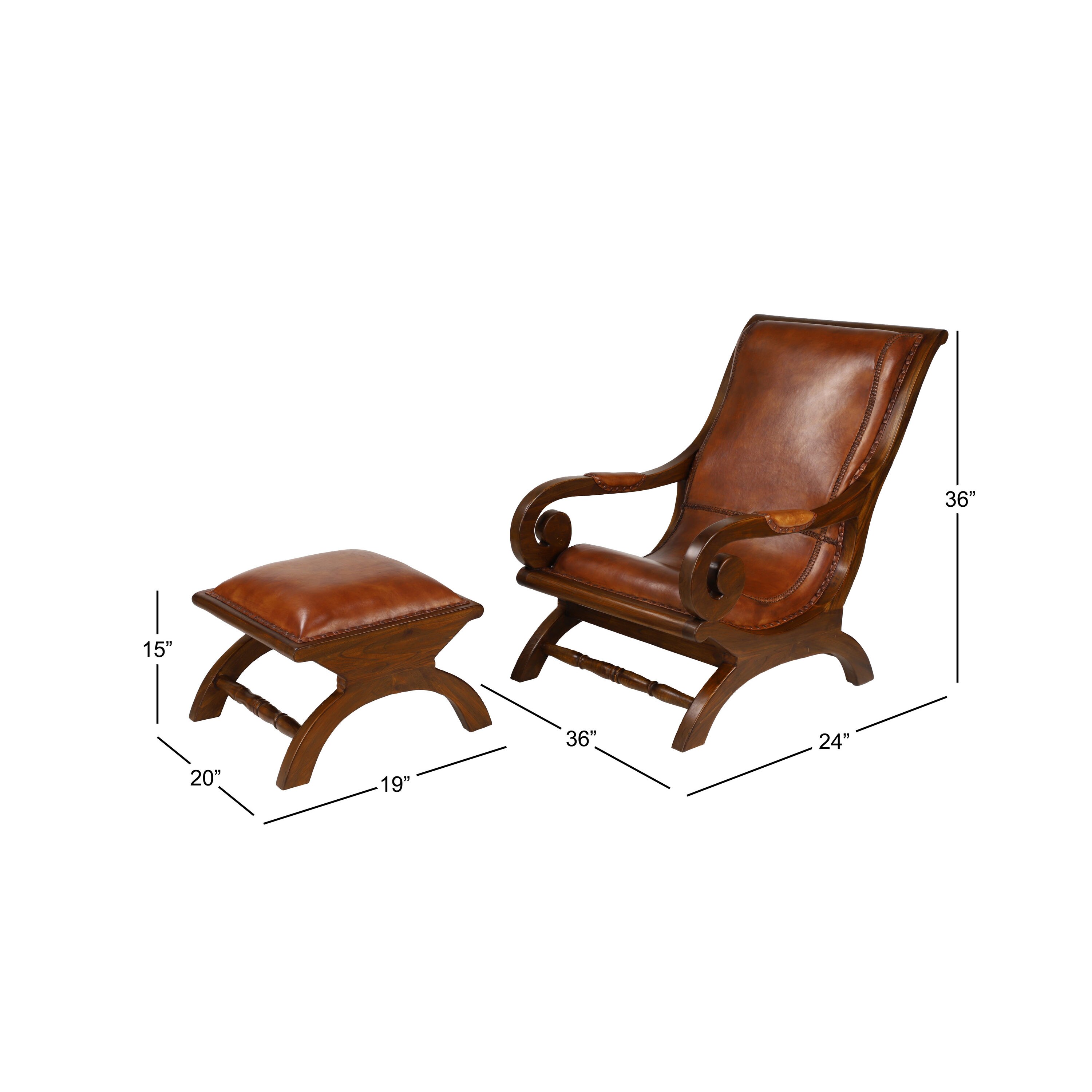 leather and wood accent chair