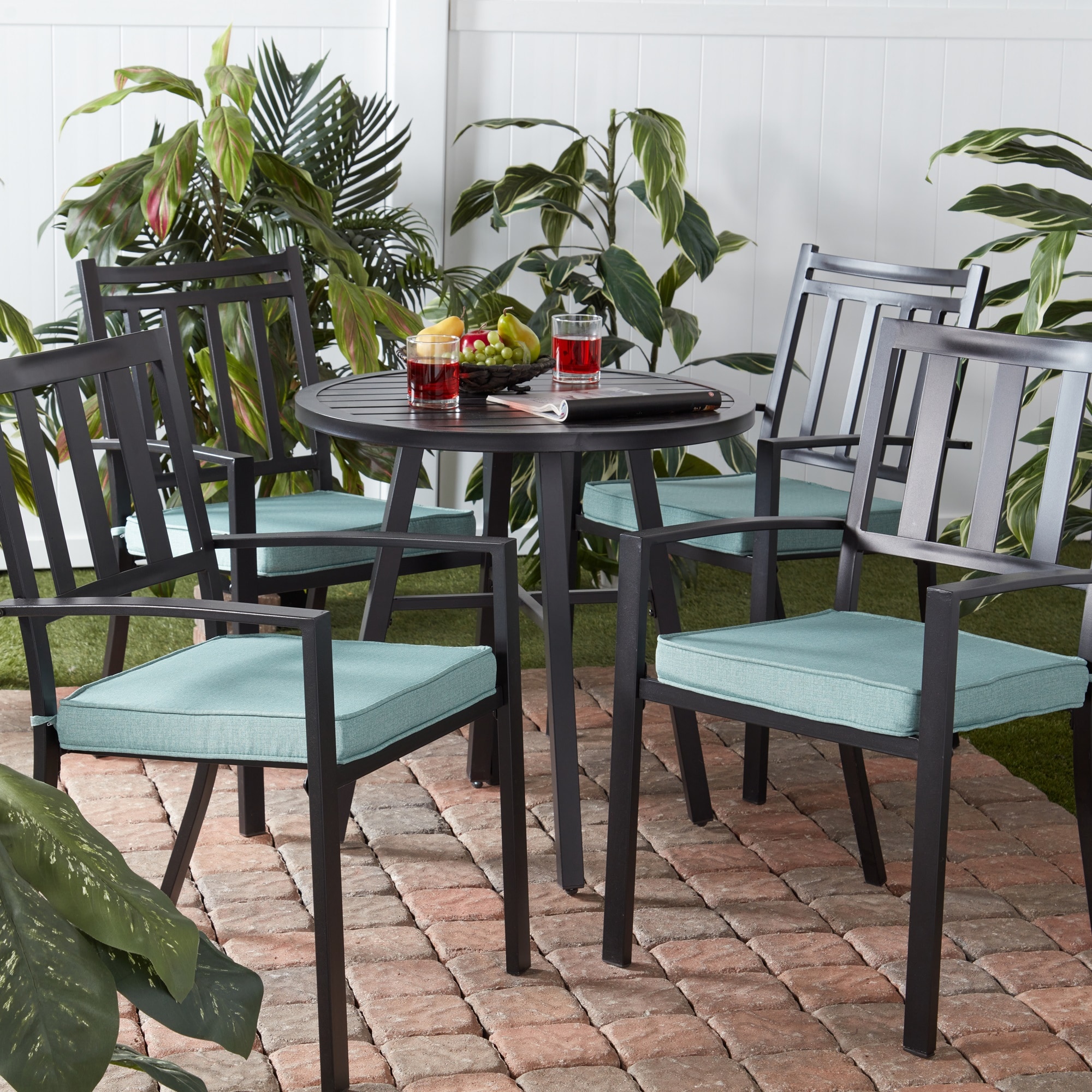 Greendale Home Fashions OP2100S4-SEAGLASS Patio-Furniture-Cushions - View #2