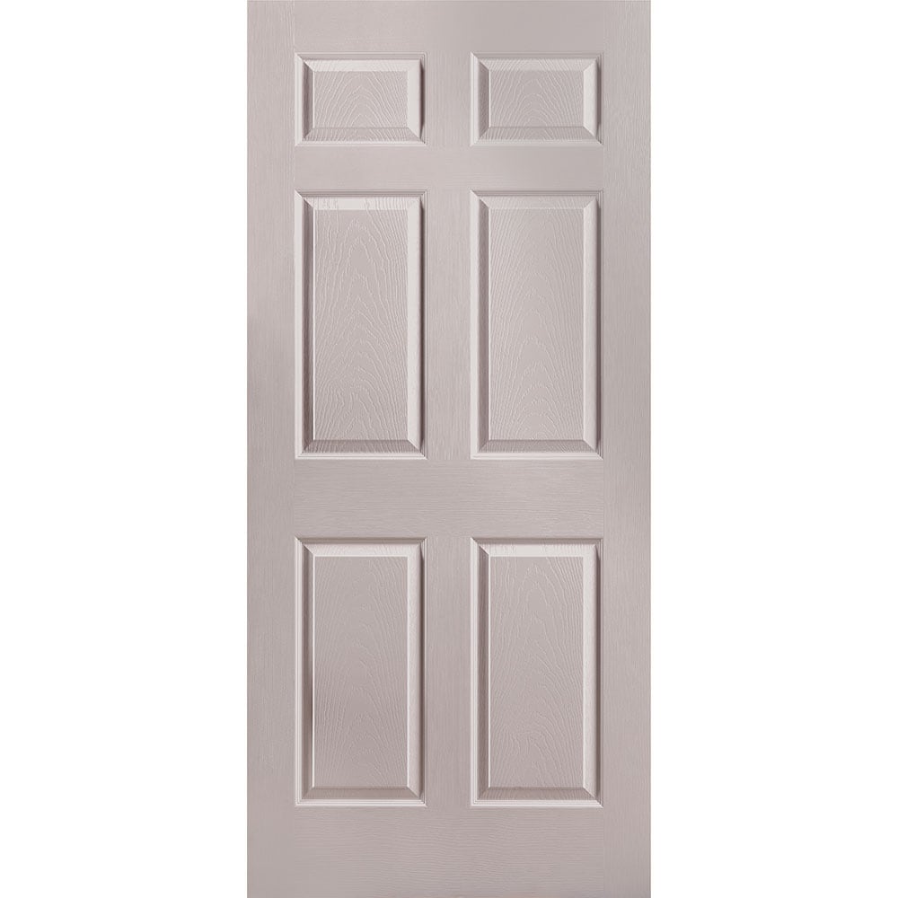 Masonite 1316851 Traditional 36-in x 80-in Driftwood 6-panel Textured Solid core Prefinished Molded composite Slab Door