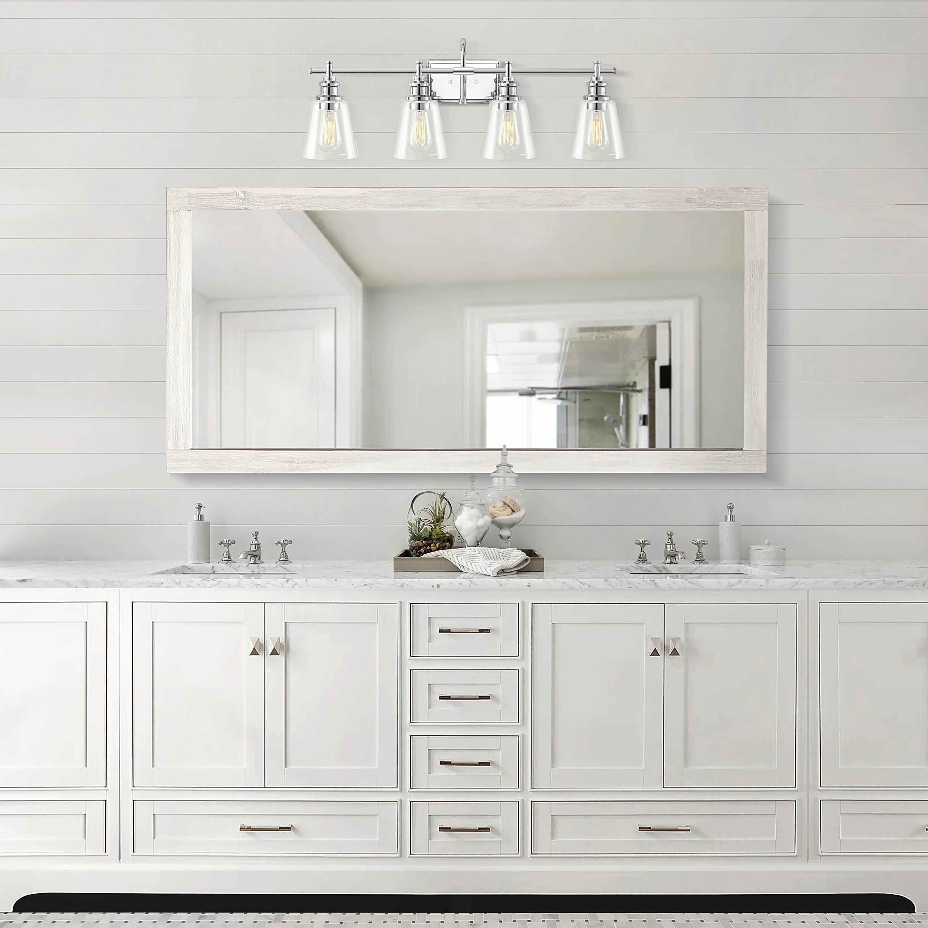 KAWOTI Armma 32-in 4-Light Polished Chrome Modern/Contemporary Vanity ...